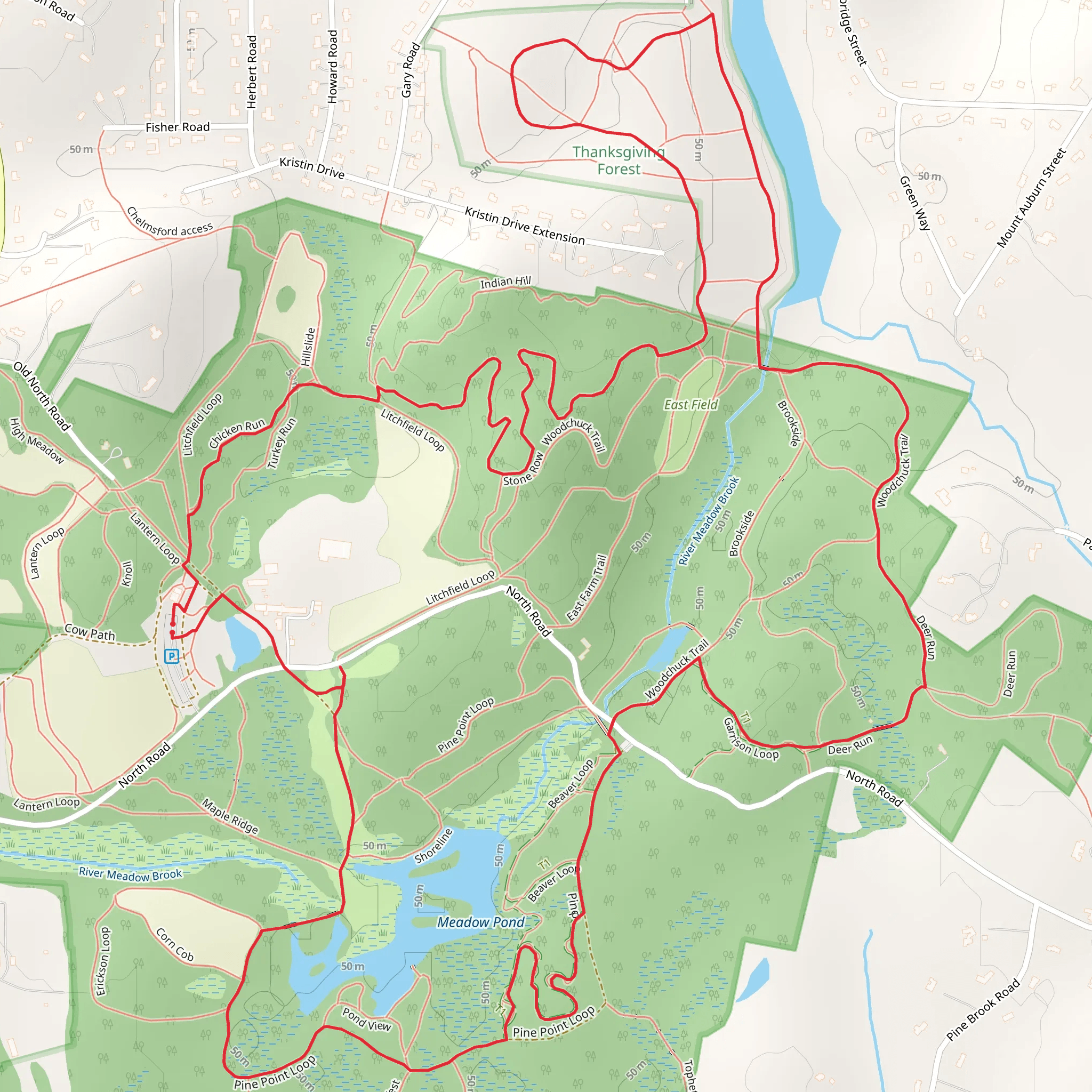 Meadow Pond Loop Trail mobile static map