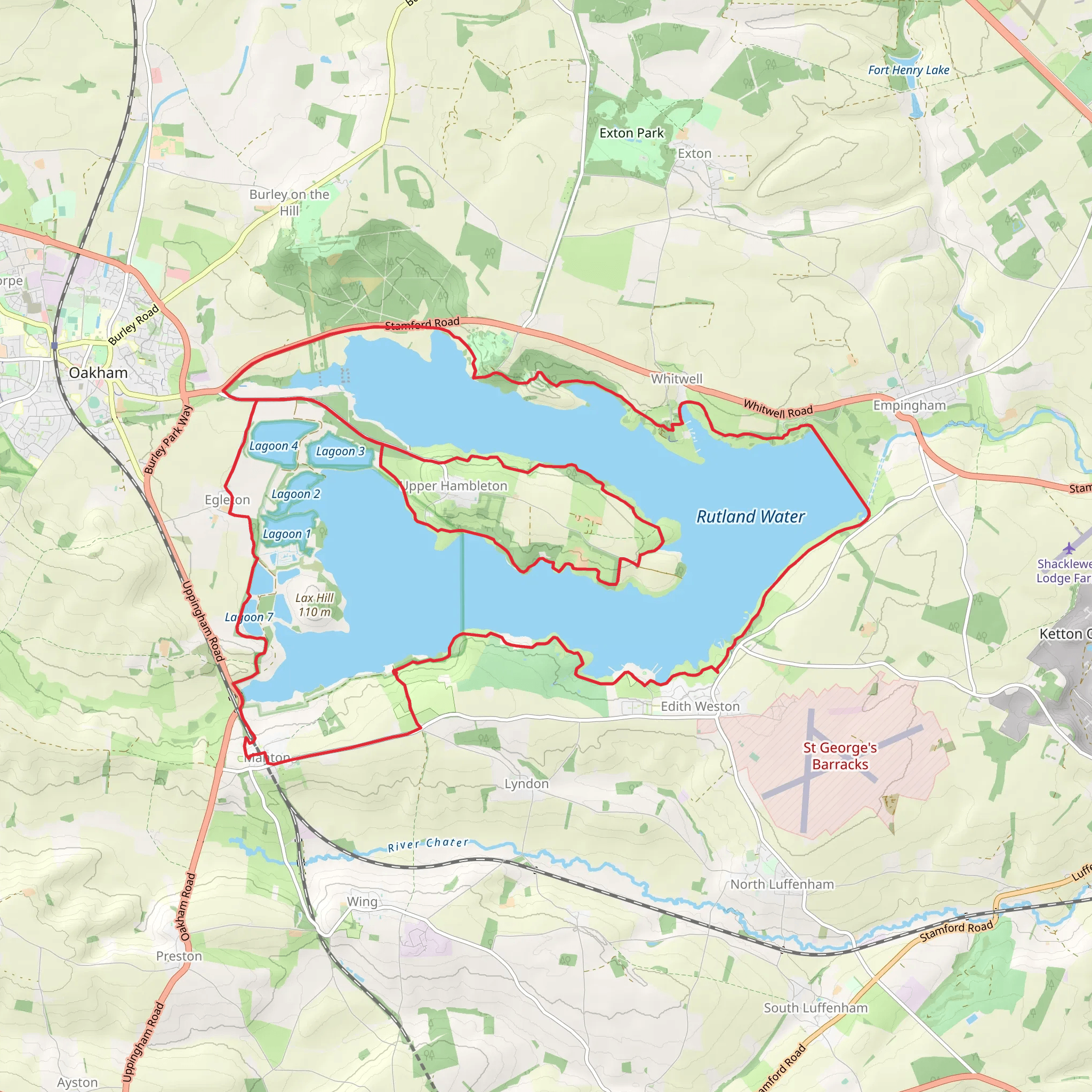 Upper Hambleton and Rutland Water Loop mobile static map