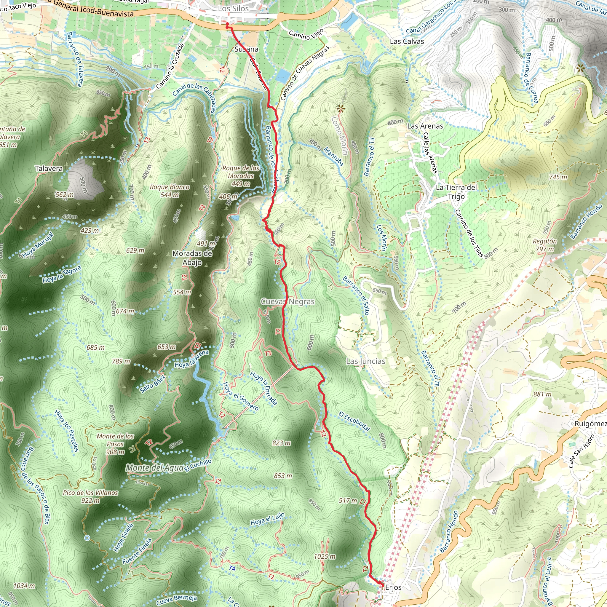 Los Silos - Cuevas Negras - Erjos PR TF 53 mobile static map