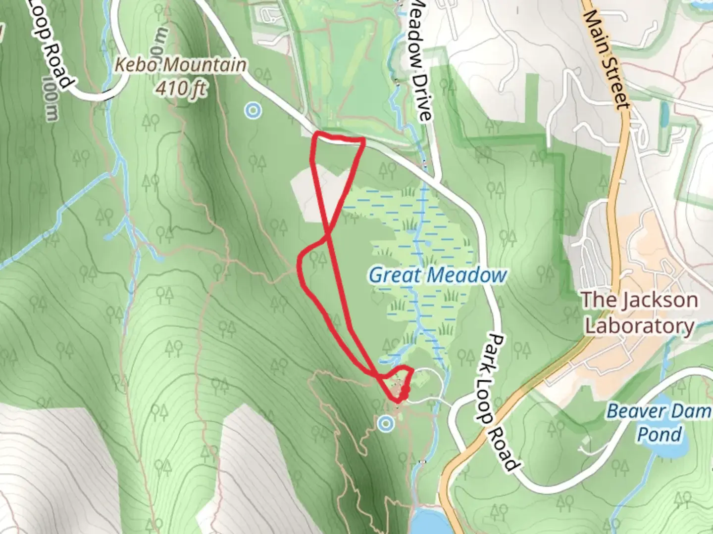 An image depicting the trail Jesup Path and Hemlock Trail Loop and its surrounding area.