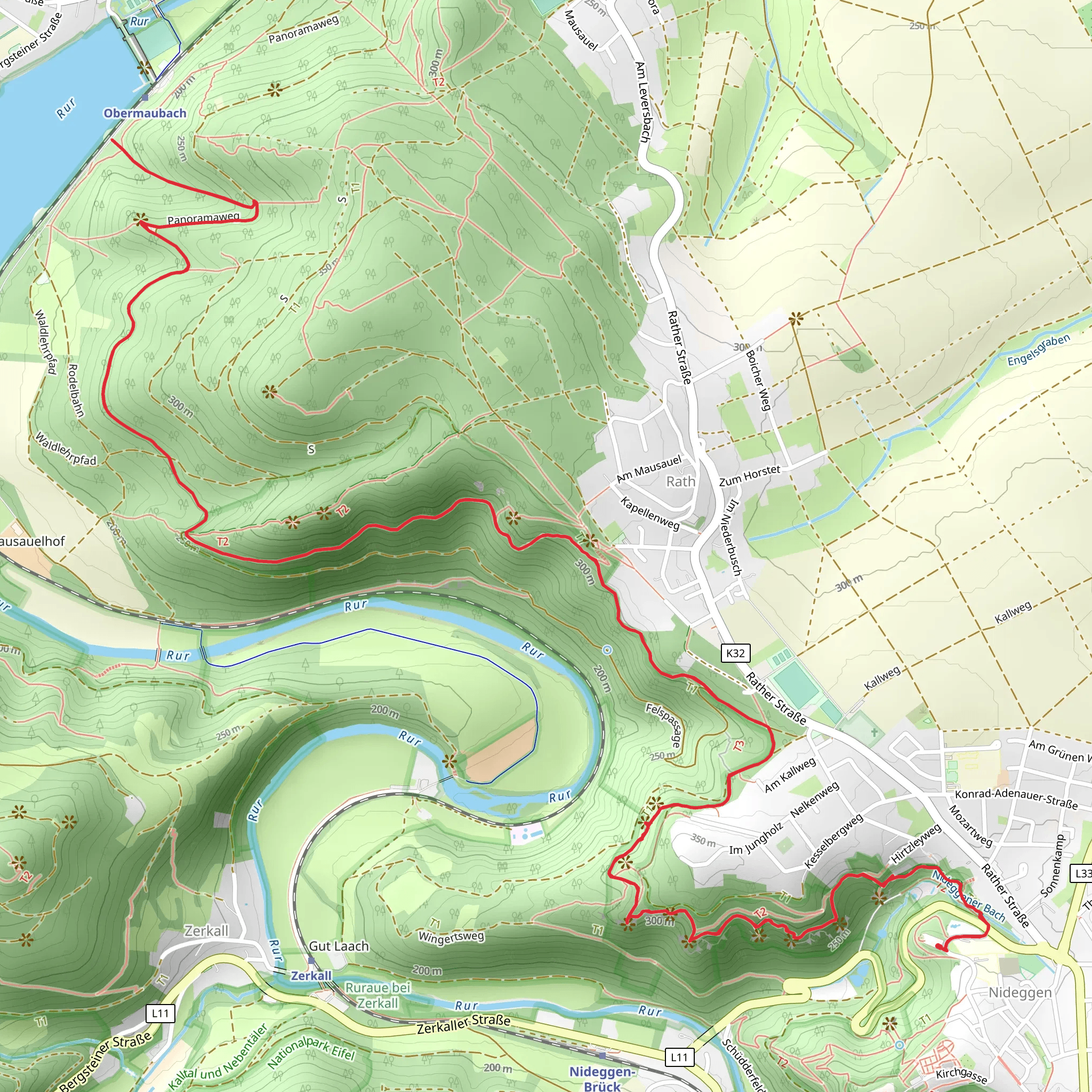 Christinenley, Hindenburgtor and Eifelblick Waldkapelle Obermaubach via Felsenweg mobile static map