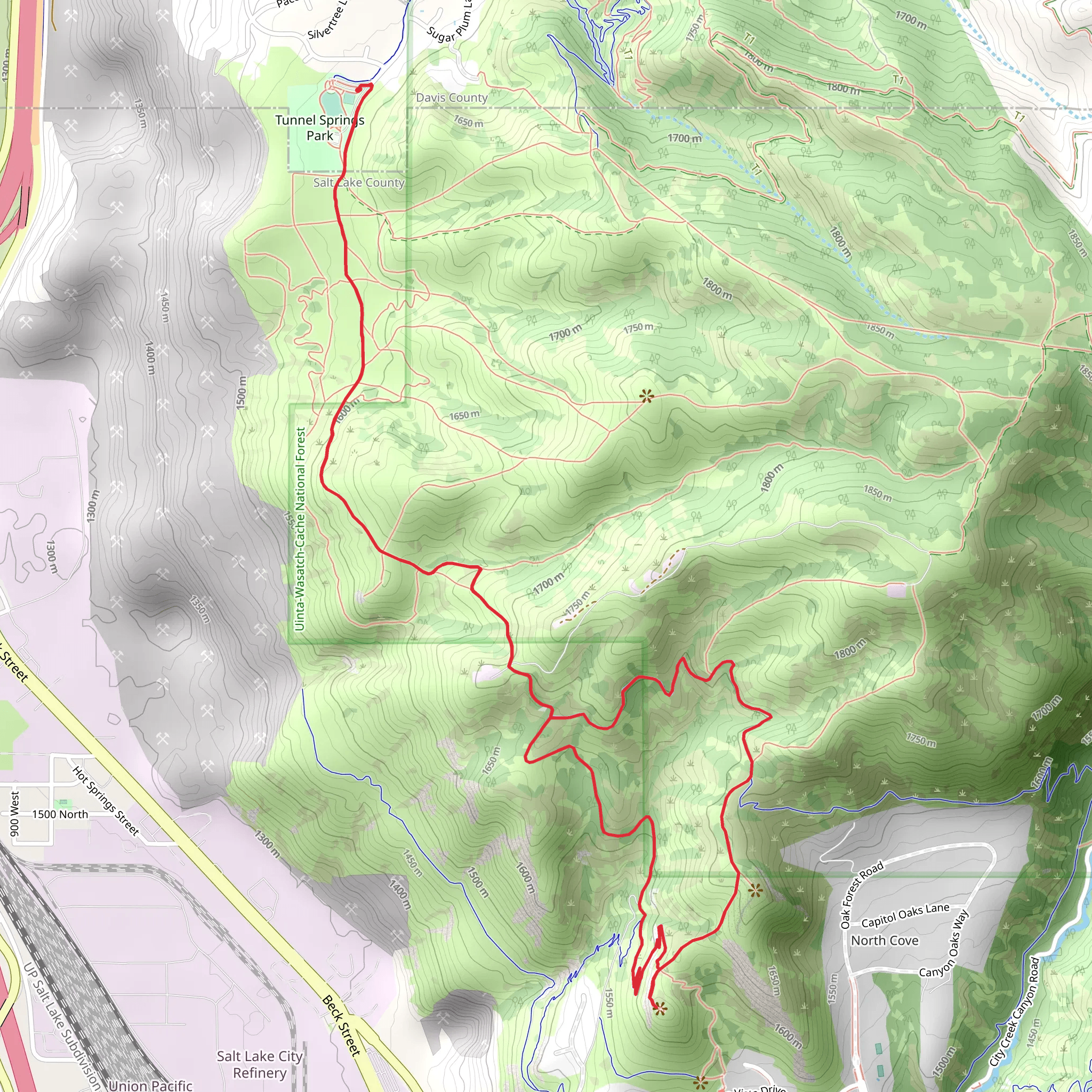 Tunnel Springs Park and Ensign Peak via West Ensign Switchback Trail mobile static map