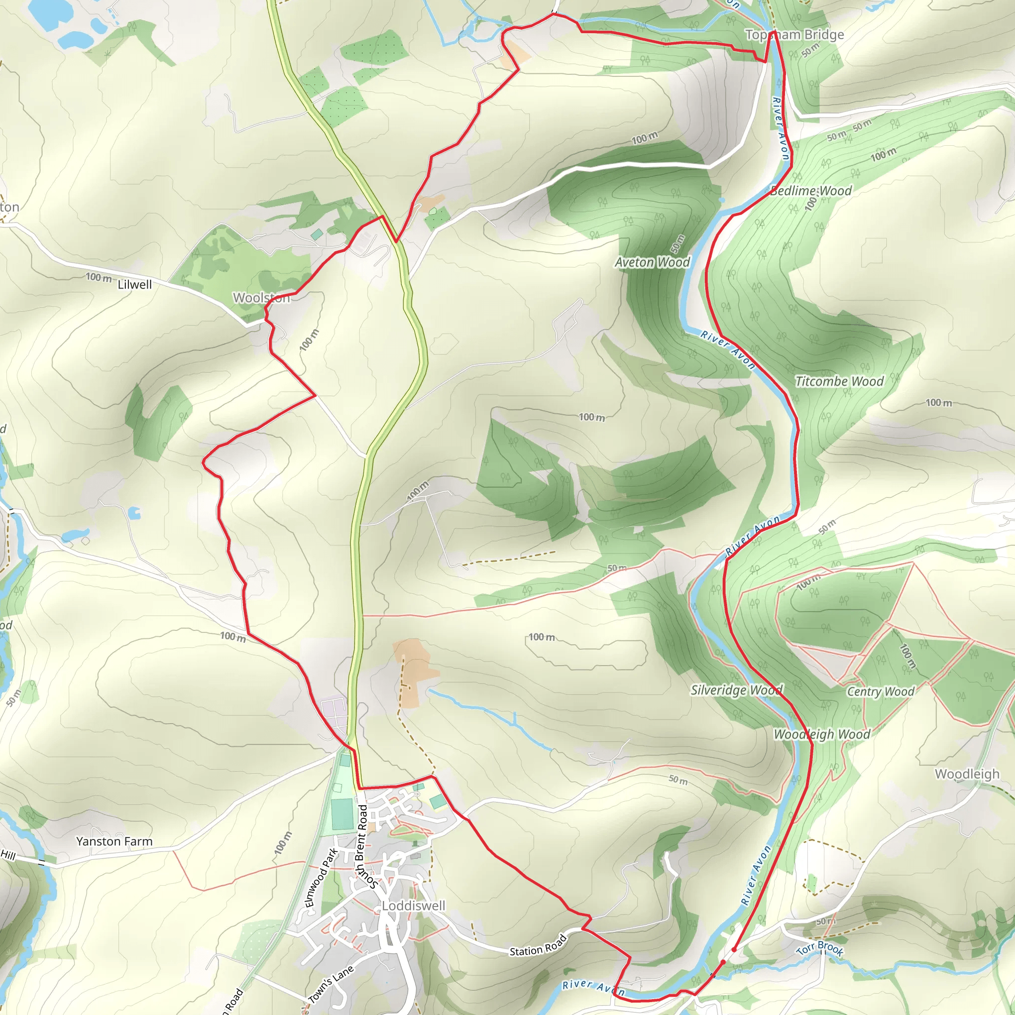 Woodleigh Wood and River Avon Walk mobile static map