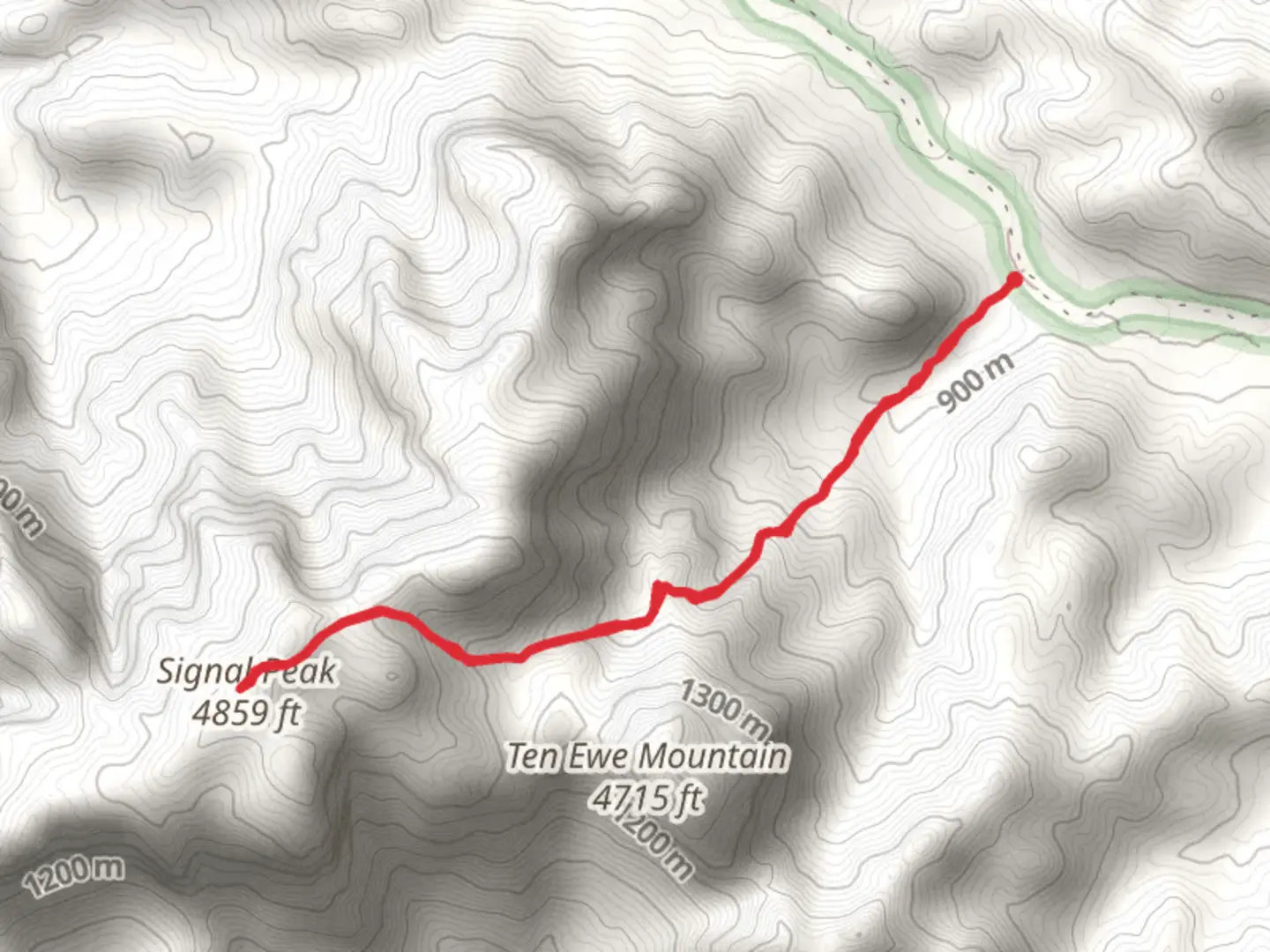 An image depicting the trail Signal Peak Trail and its surrounding area.