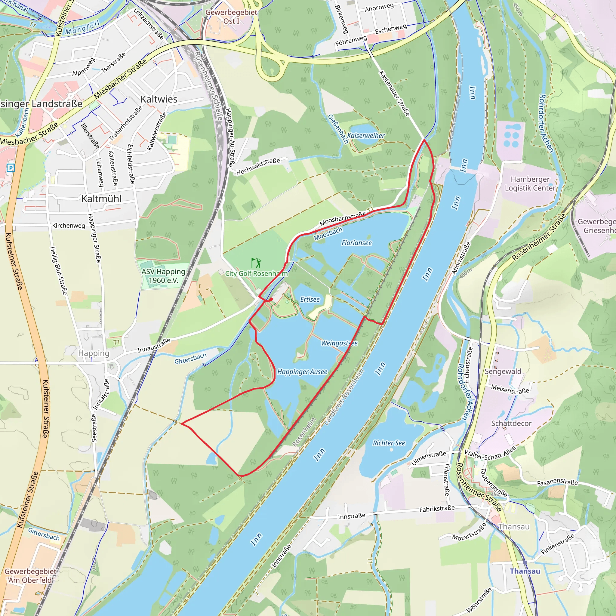 Happinger Ausee and Floriansee Loop mobile static map