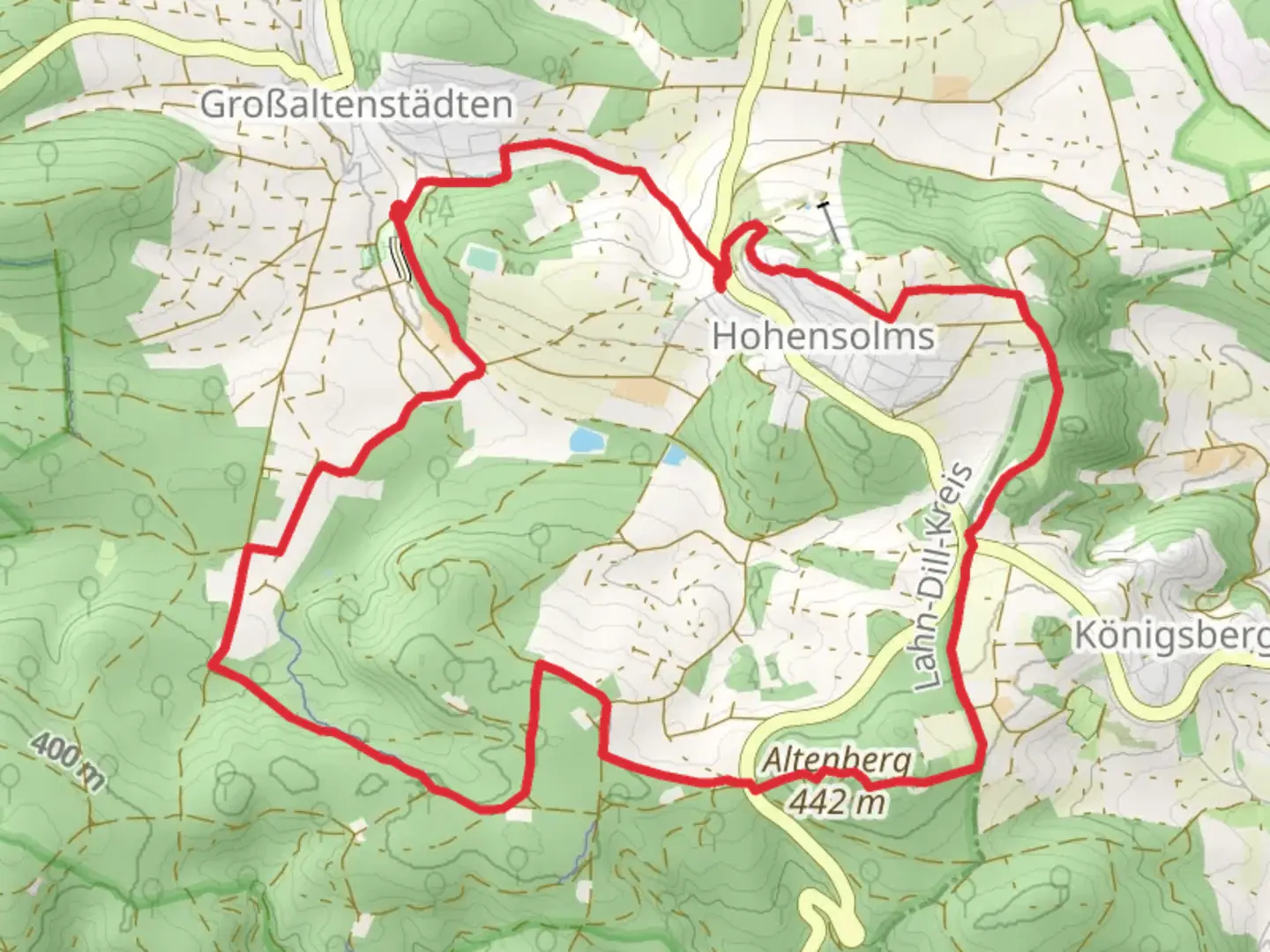 An image depicting the trail Baumelbank and Obstwiesen via Extratour Zweiburgentour and its surrounding area.