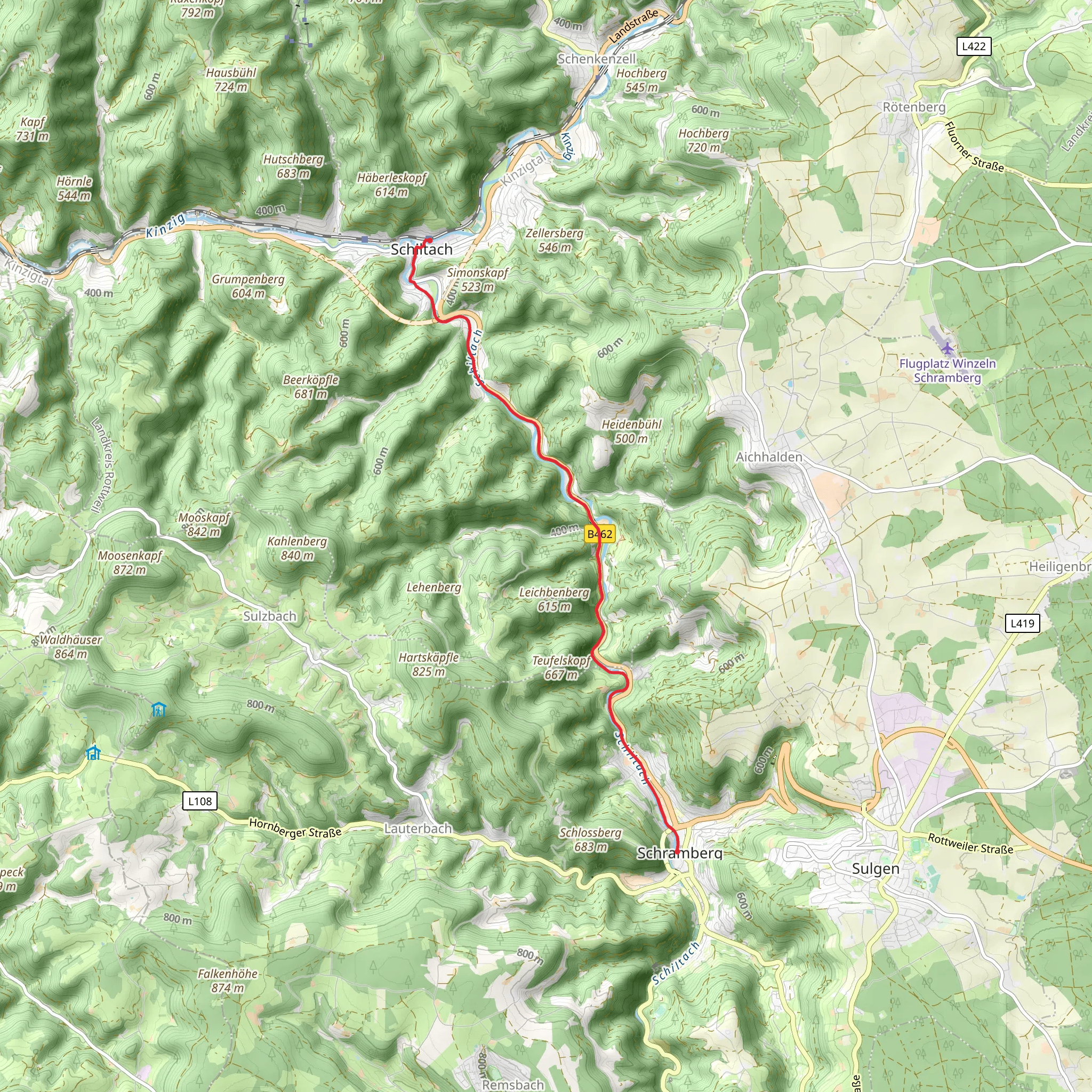 Schiltach to Schramberg Walk mobile static map