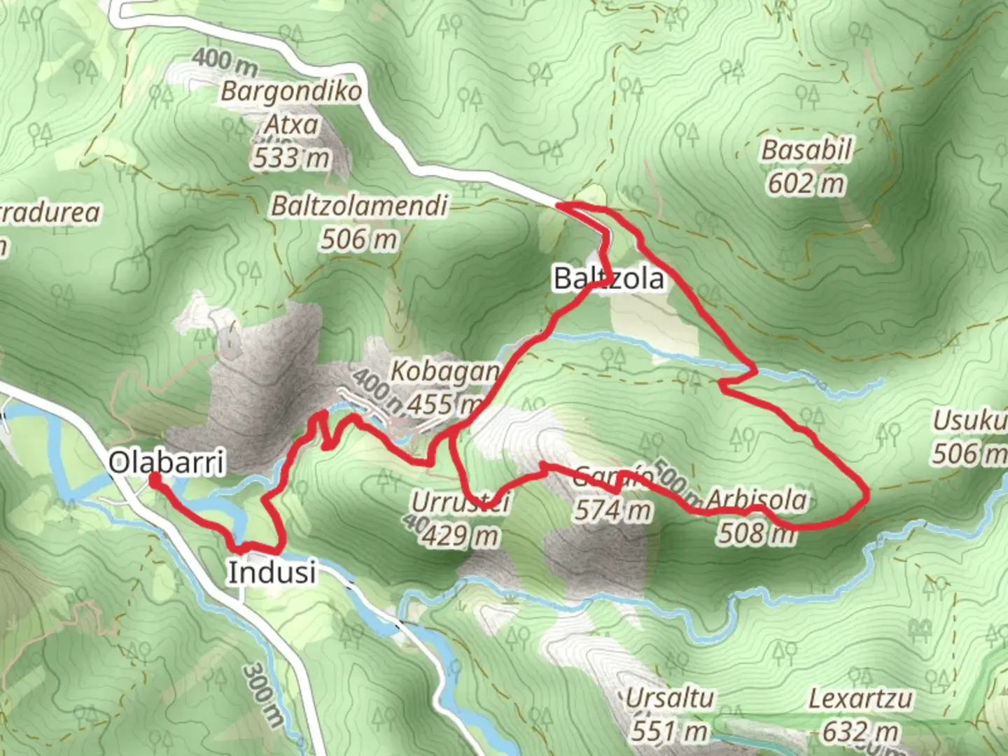 An image depicting the trail Baltzoia Mythological Path PR-BI 41 and its surrounding area.