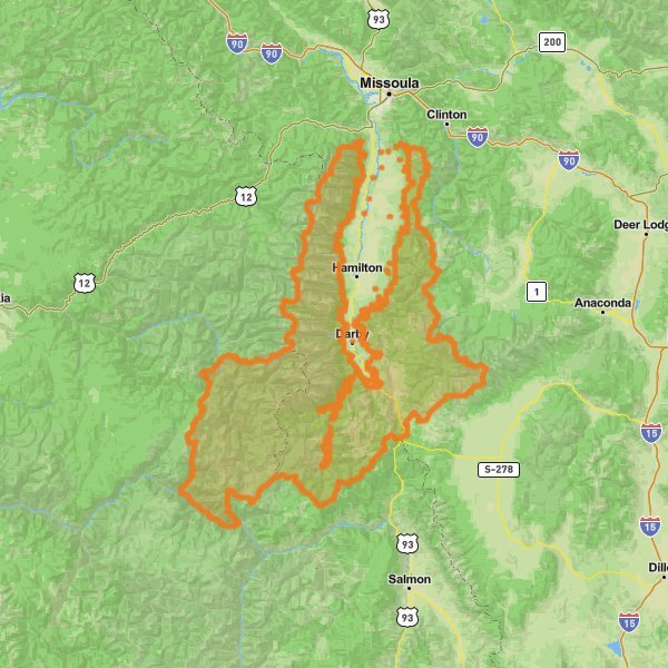 Bitterroot National Forest mobile static map
