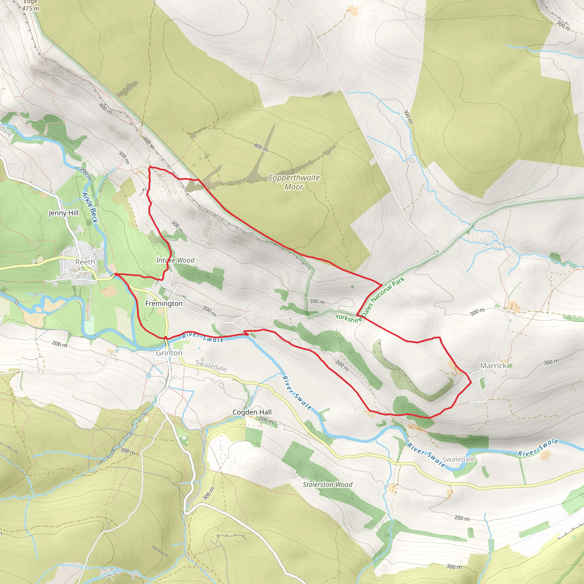 Reeth - Grinton Bridge - Marrick Priory - Marrick and Fremington Edge mobile static map