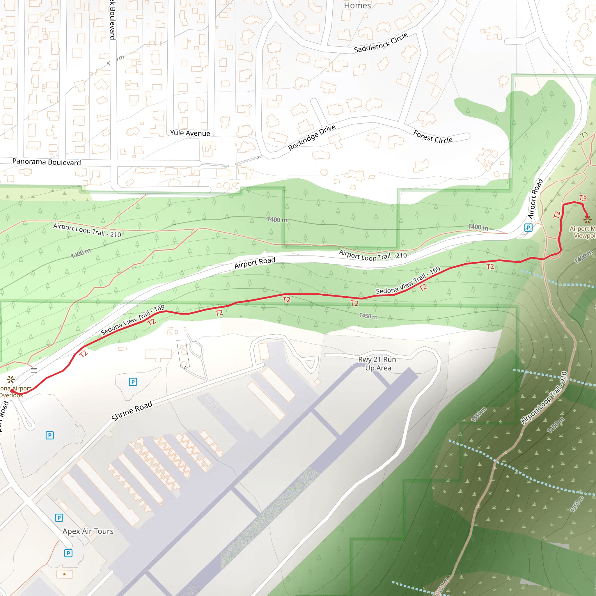 Sedona View Trail Out and Back mobile static map