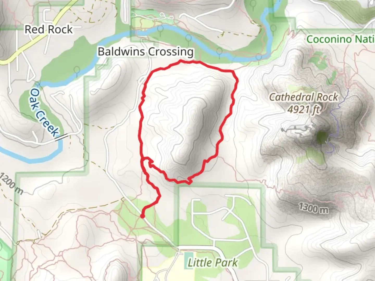 An image depicting the trail Baldwin Loop Trail from Verde Valley School Road and its surrounding area.