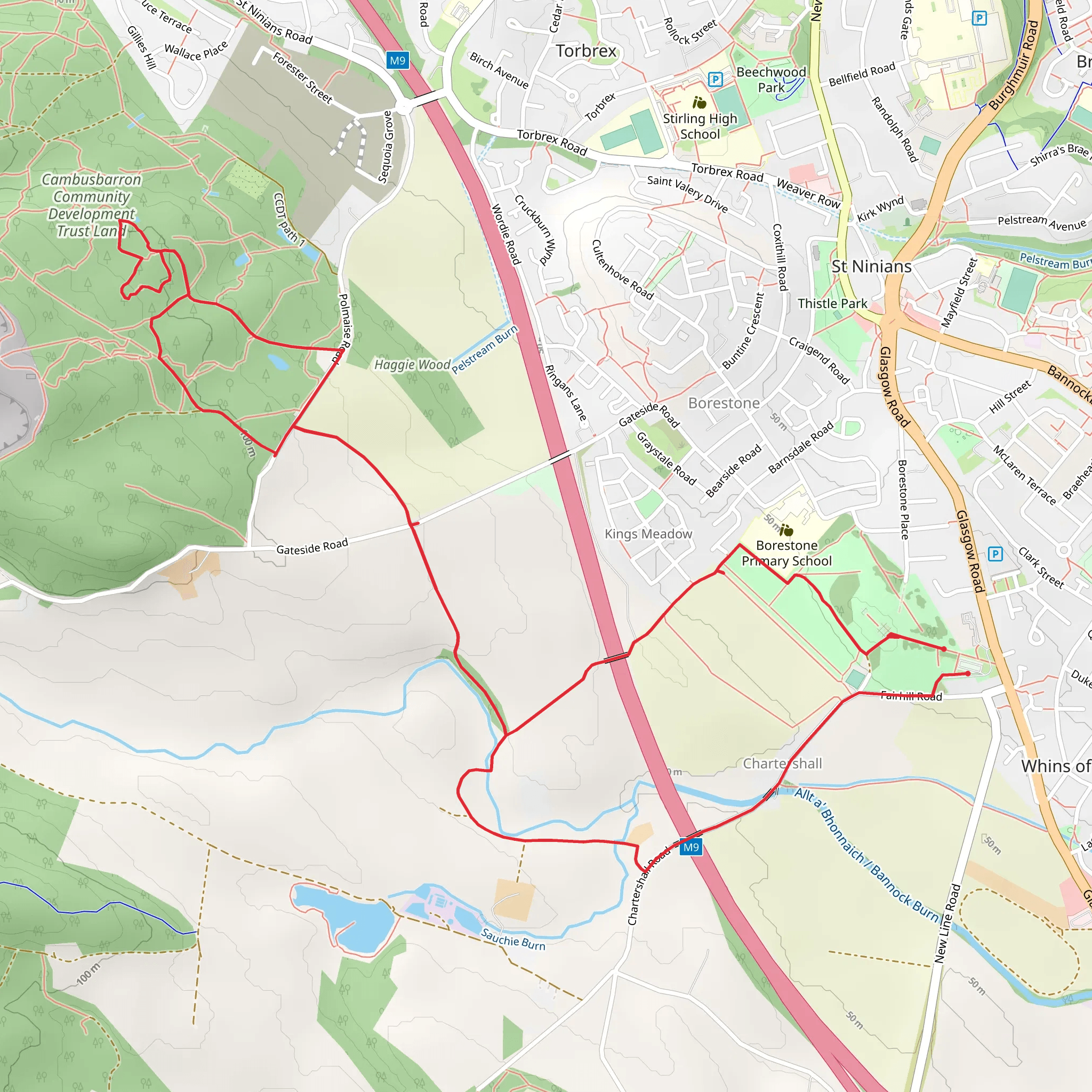 Bannockburn Visitor Centre to Polmaise Castle mobile static map