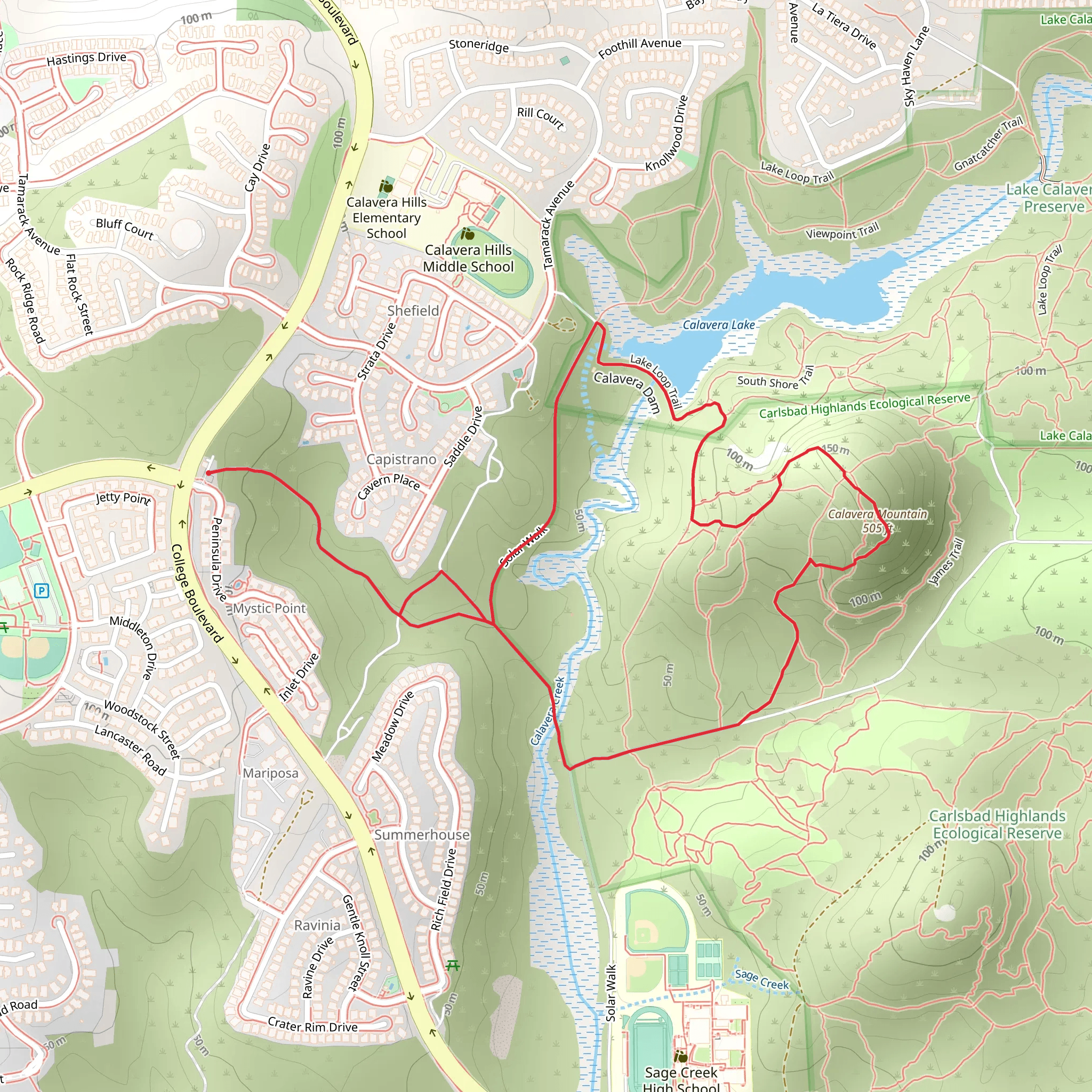 Calavera Mountain and Solar Walk Loop mobile static map