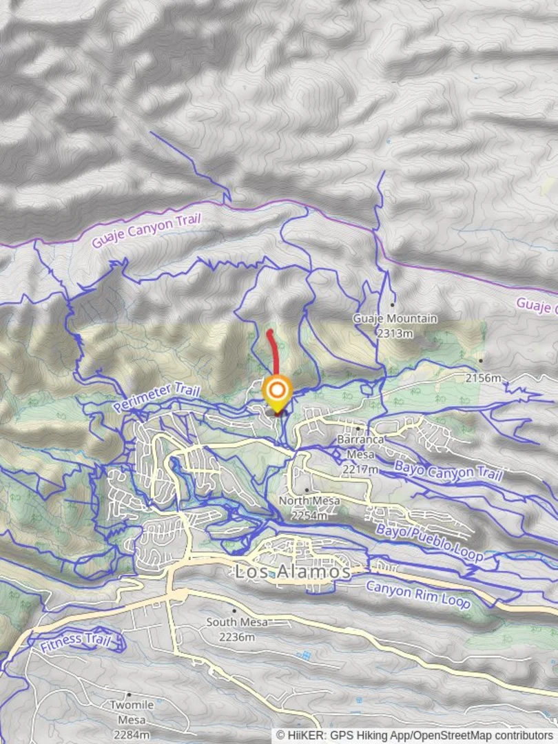 An image depicting the trail Neblina's and Rendija Canyon Trail and its surrounding area.