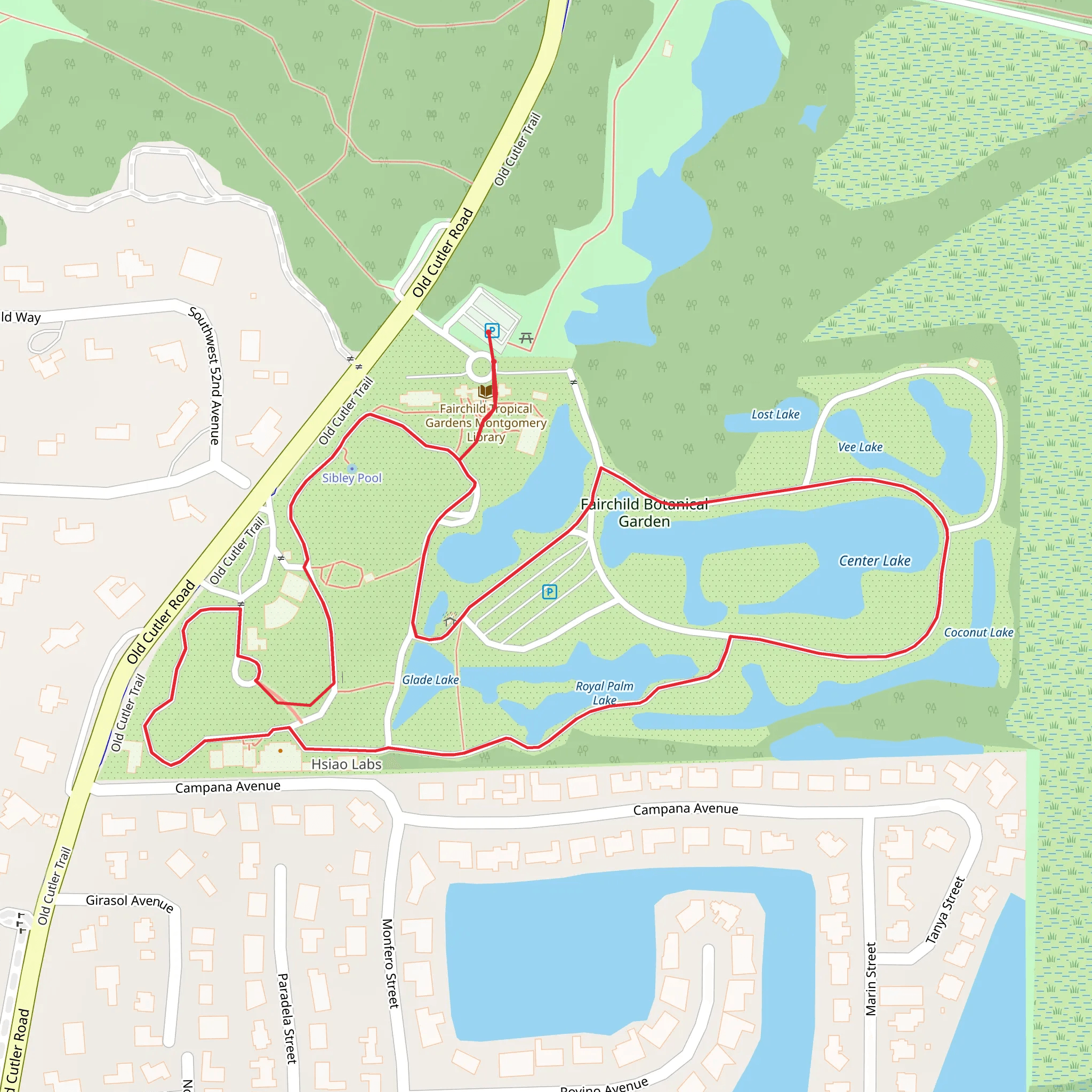 Center Lake and Royal Palm Lake Loop mobile static map