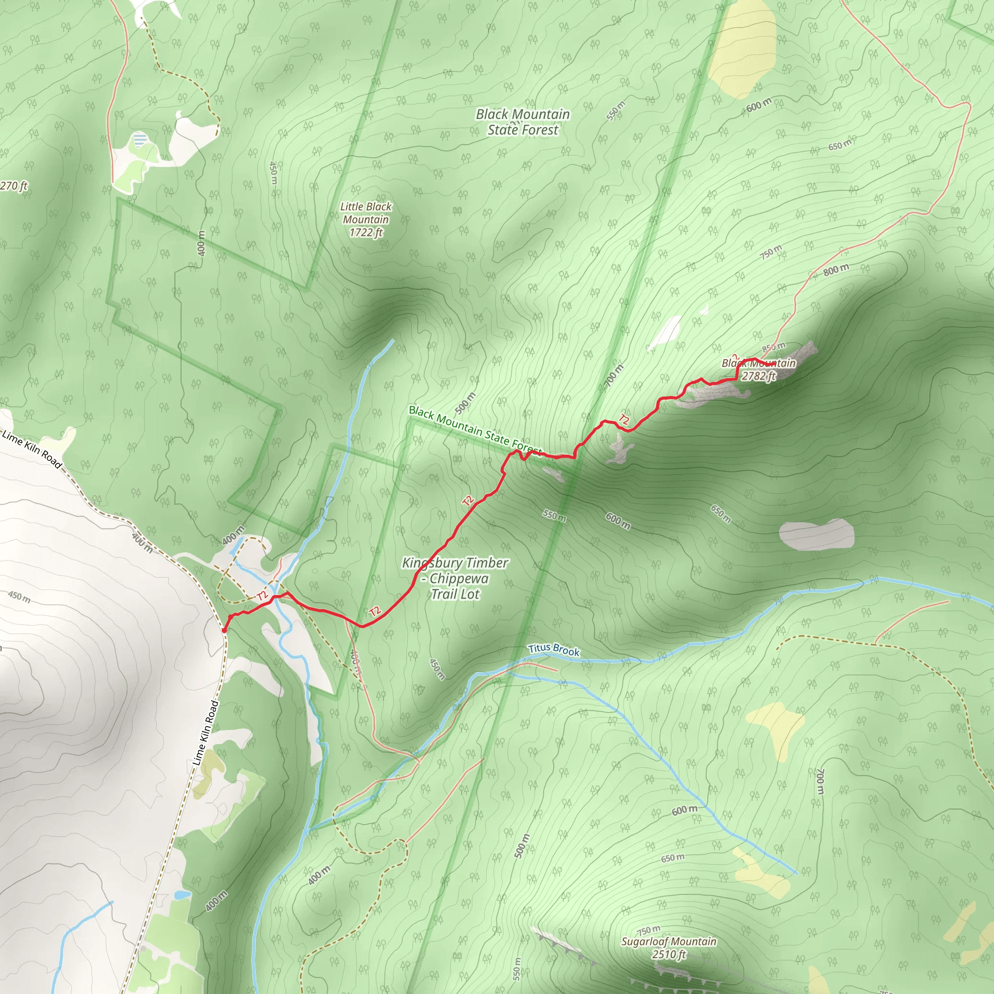 Chippewa Trail to Black Mountain Trail mobile static map