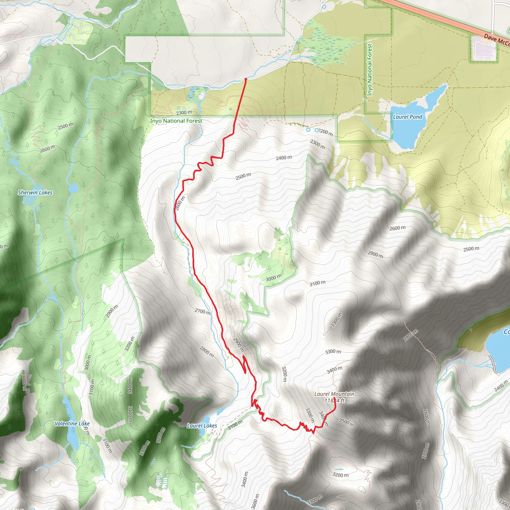 Laurel Mountain from Sherwin Creek Road mobile static map
