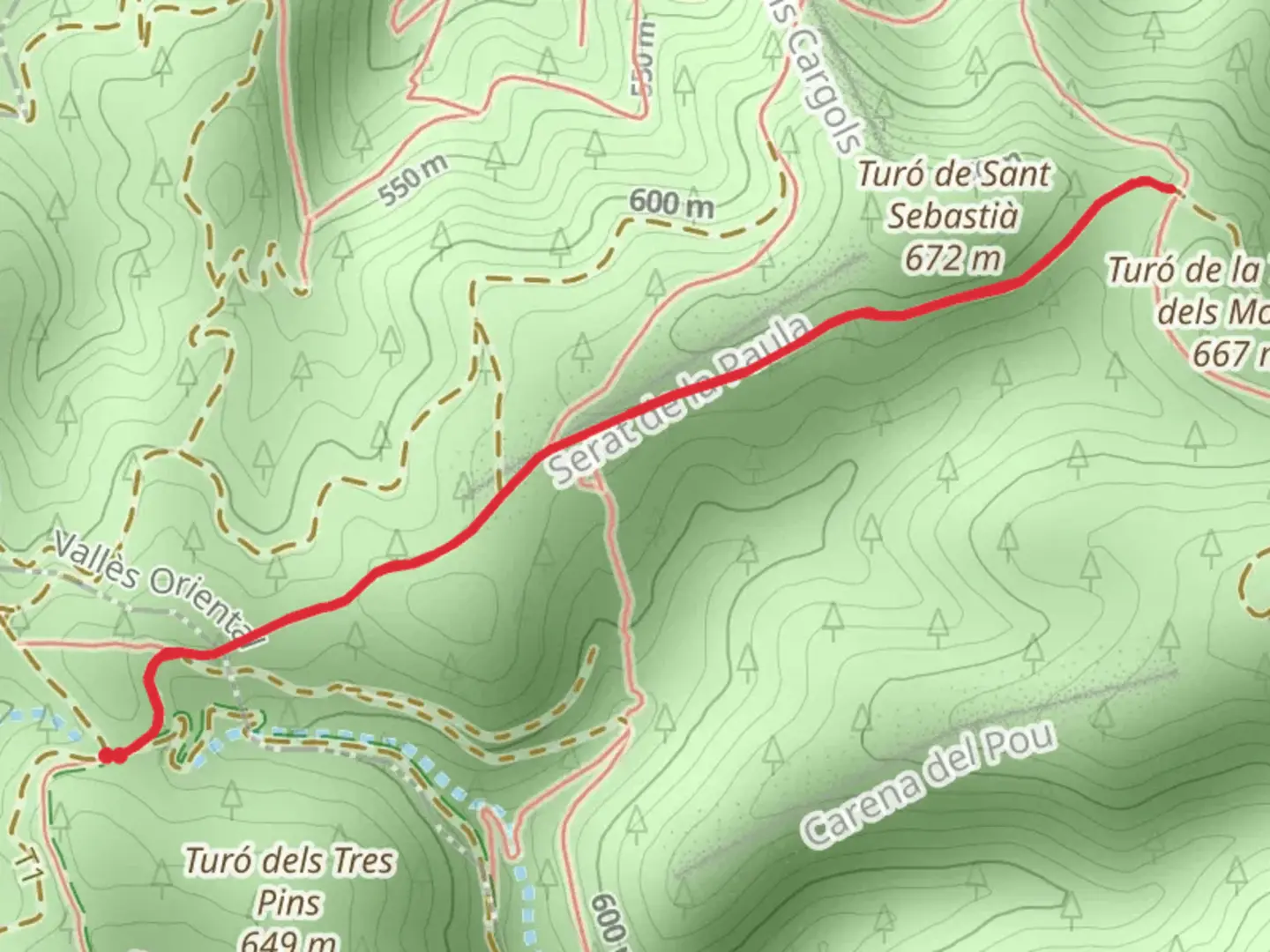 An image depicting the trail Cerro de los Tres Pins - Cerro de San Sebastián PR C 48-1 and its surrounding area.