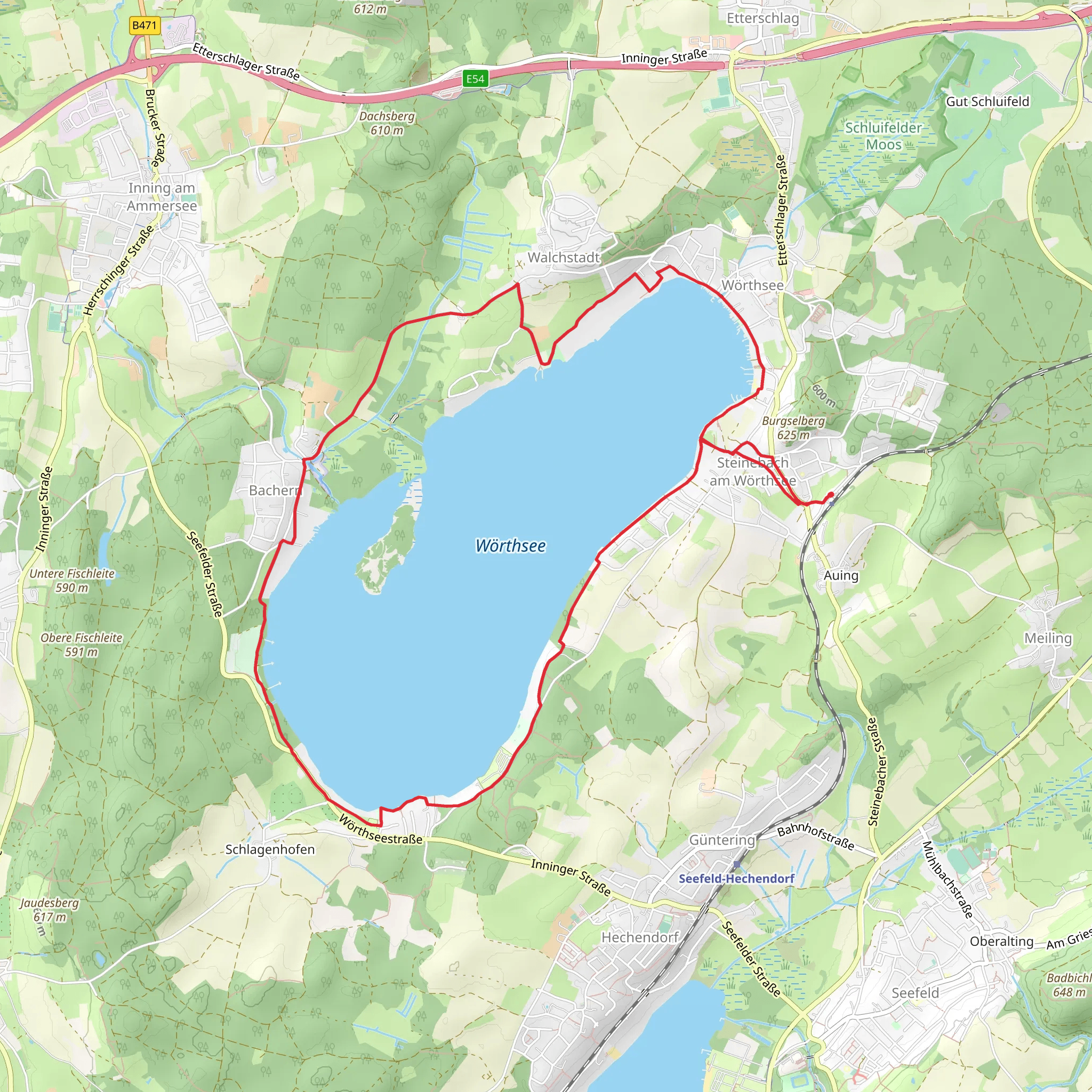 Wörthsee Loop via Rundwanderweg Wörthsee mobile static map