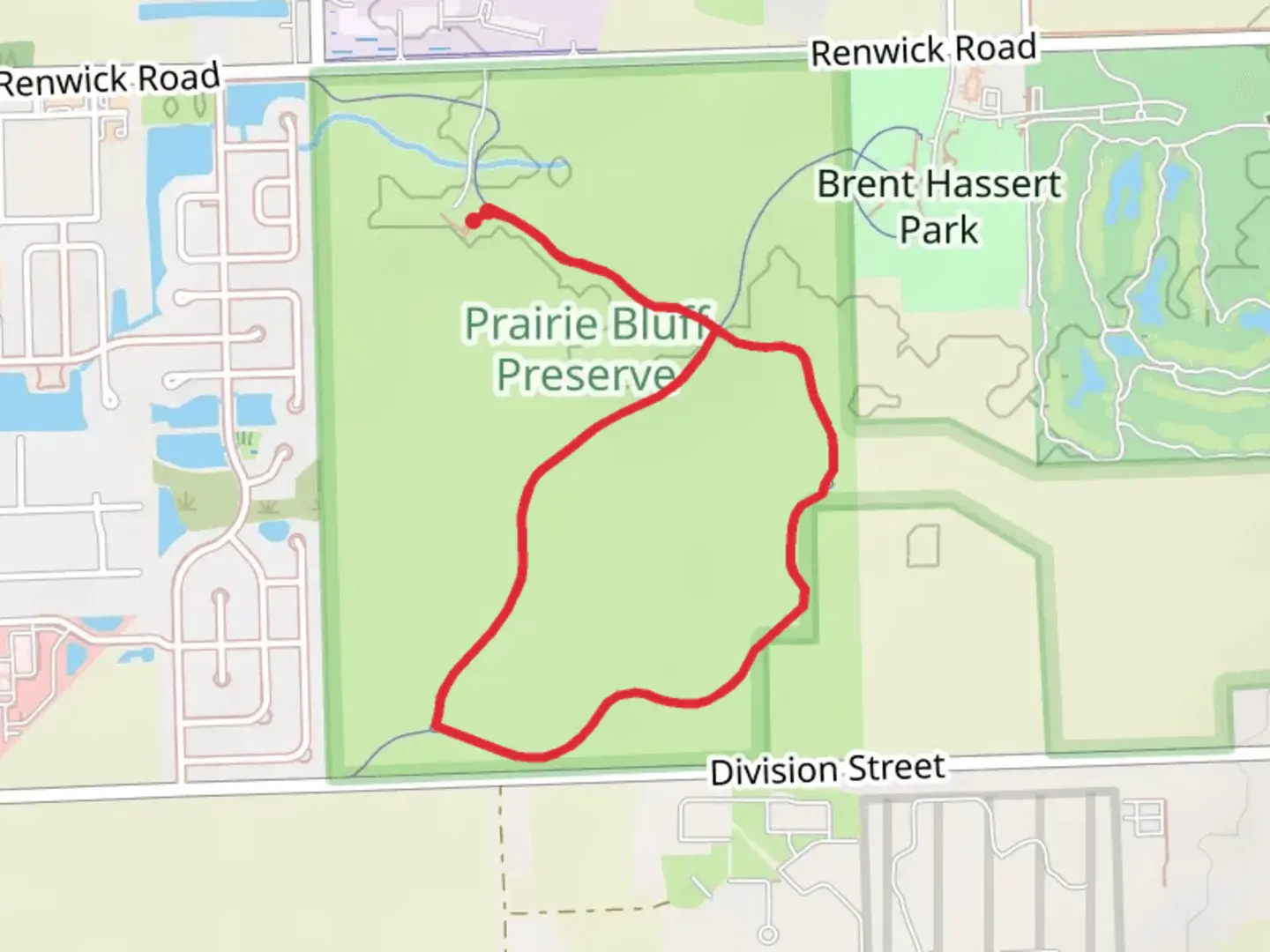 An image depicting the trail Division Street Loop and its surrounding area.
