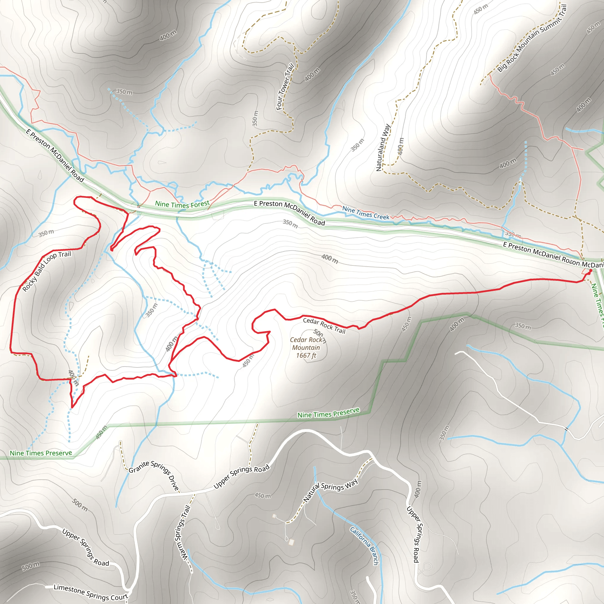 Cedar Rock and Rocky Bald Loop Trail mobile static map