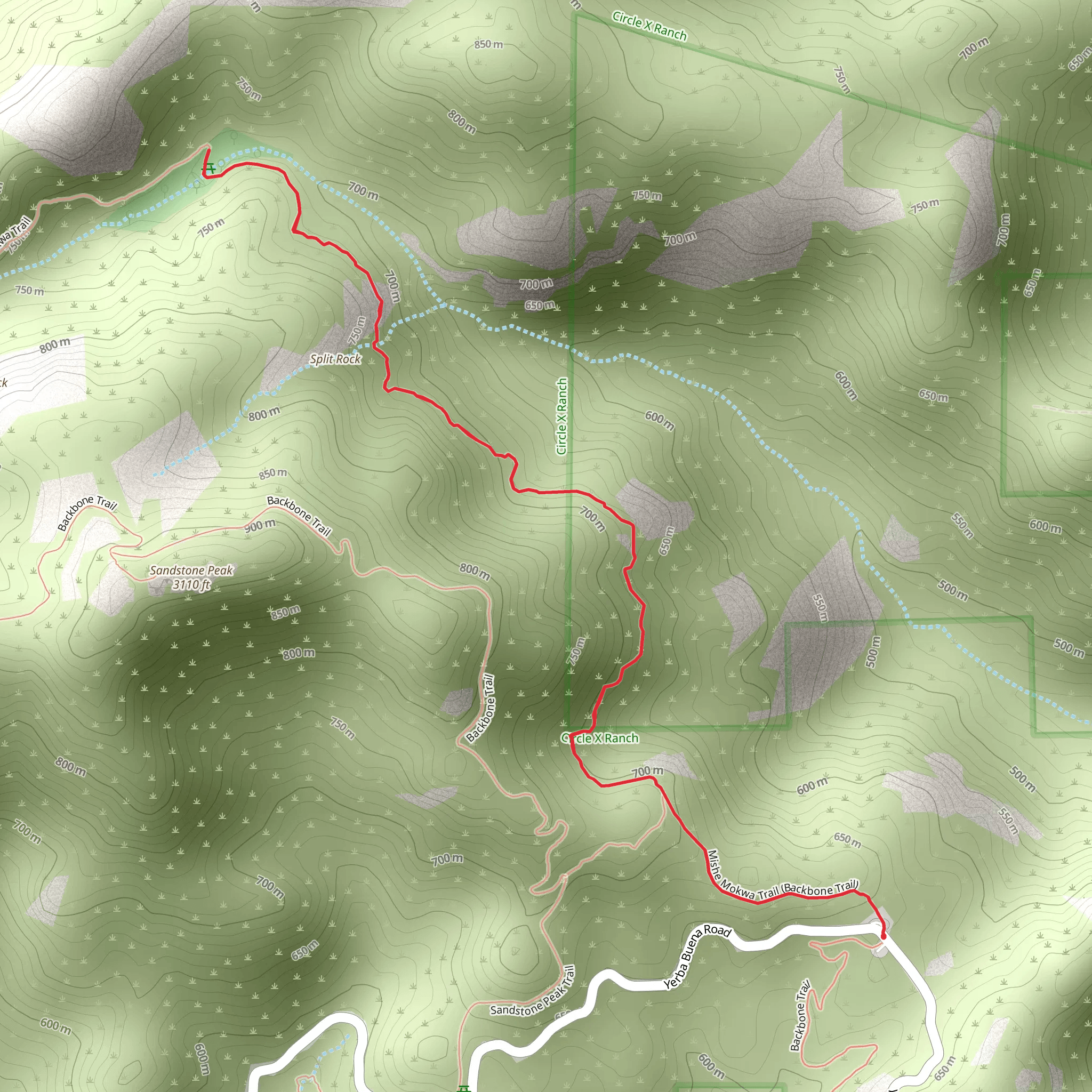 Mishe Mokwa Trail Out and Back mobile static map
