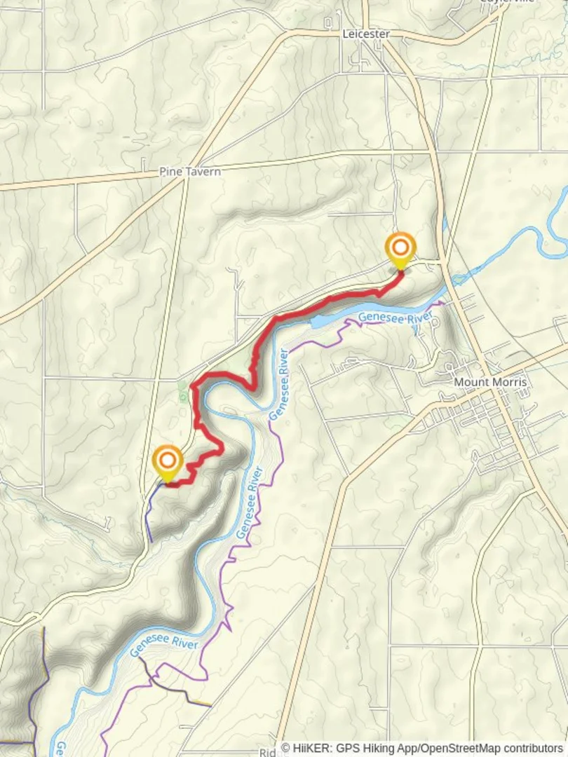 An image depicting the trail Mount Morris Lake and Highbanks Trail and its surrounding area.