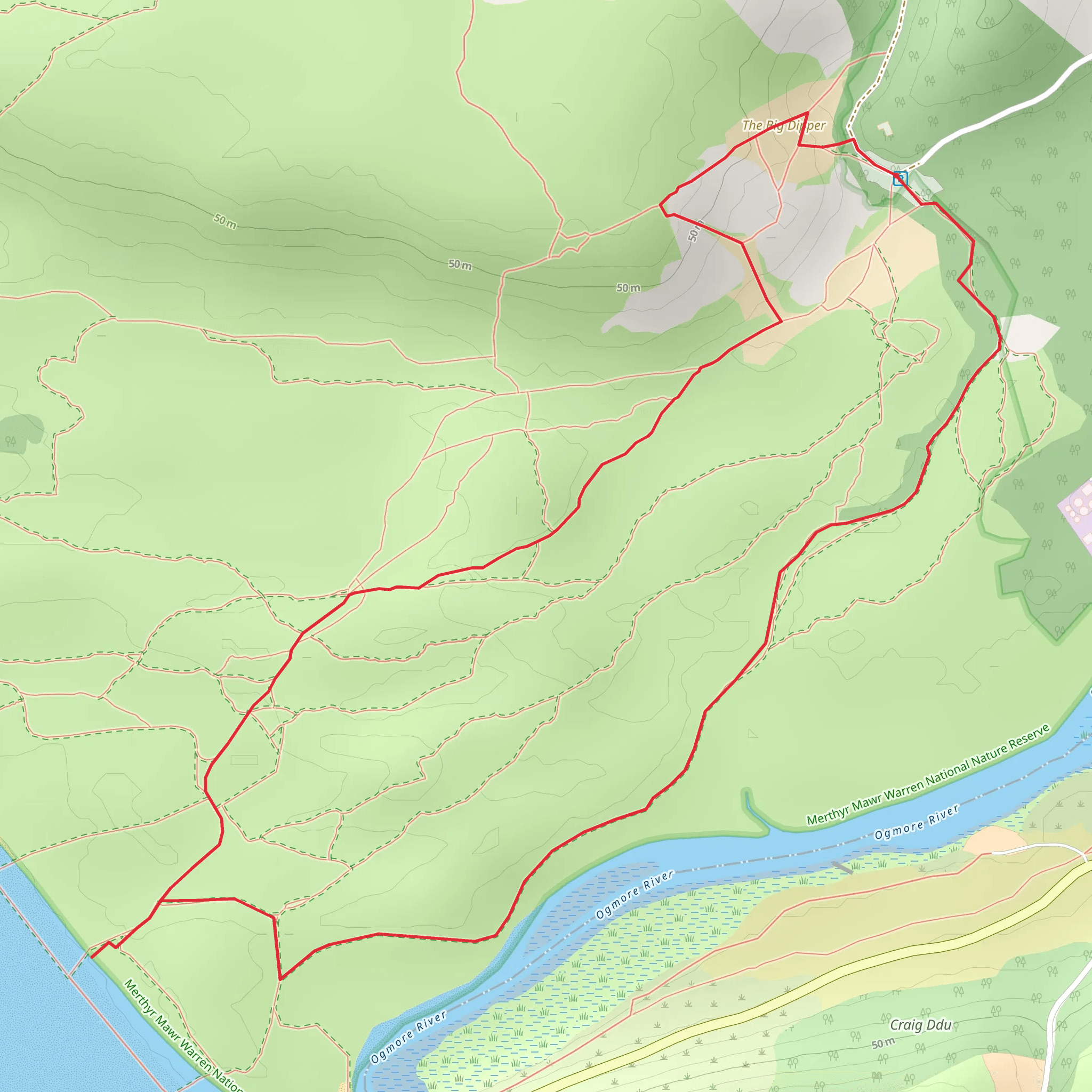 Merthyr Mawr Sand Dunes Walk mobile static map