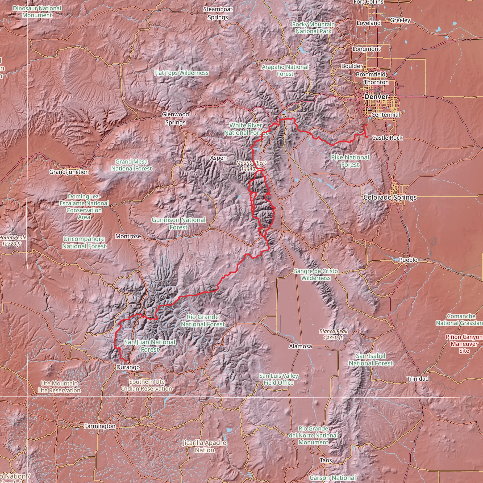 Colorado Trail mobile static map
