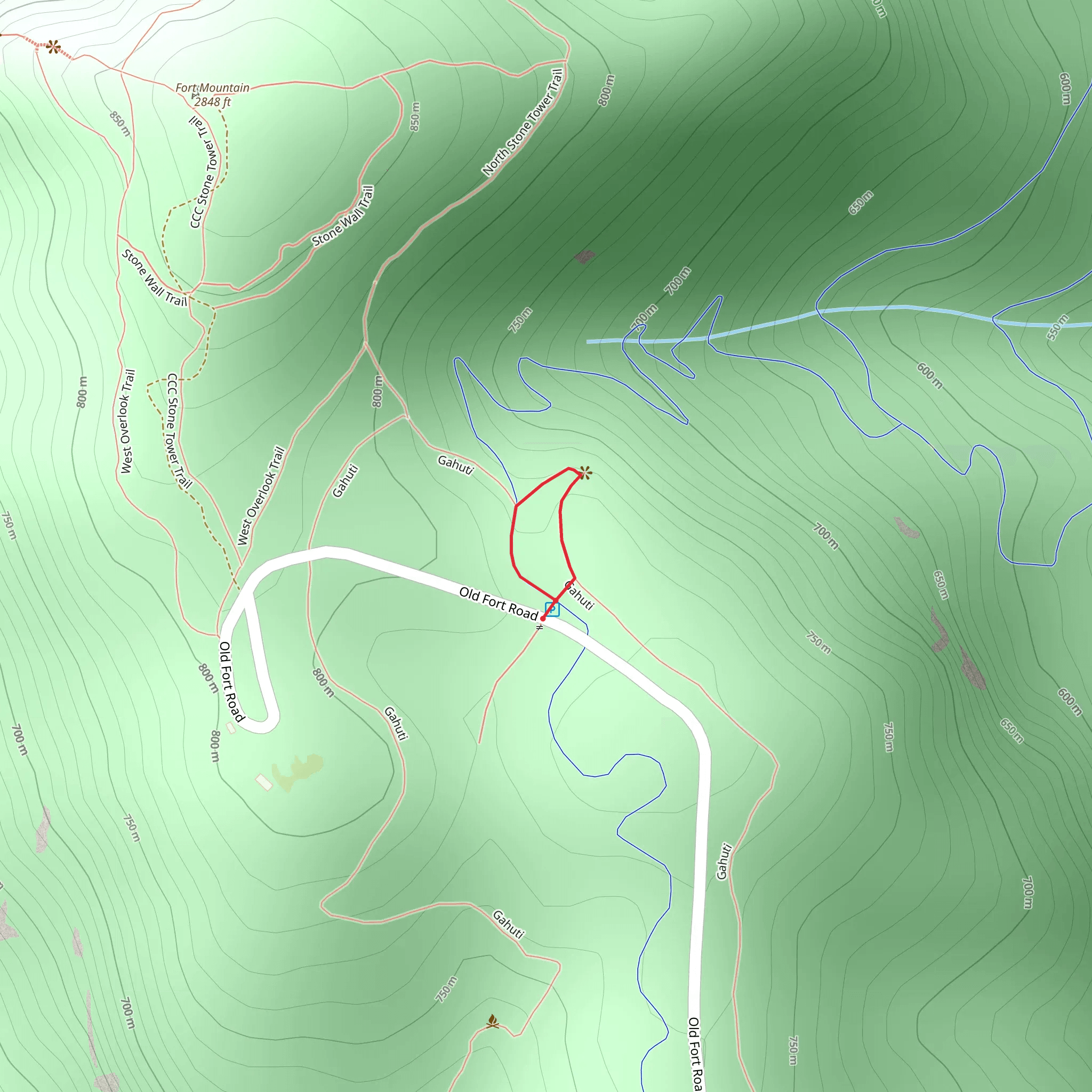 Gahuti Loop Trail - Old Fort Road mobile static map