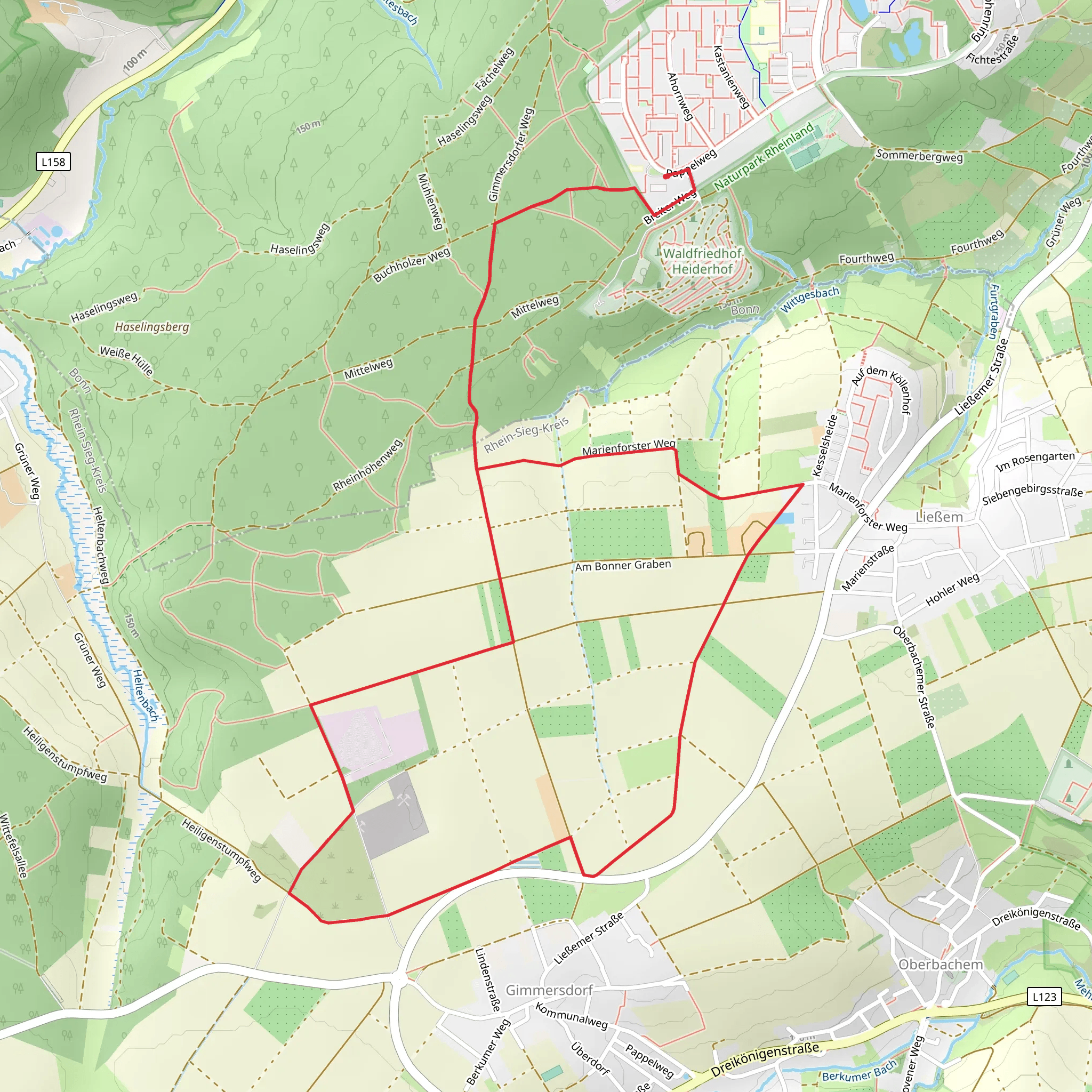 Buchholzer Weg and Marienforster Weg Loop mobile static map