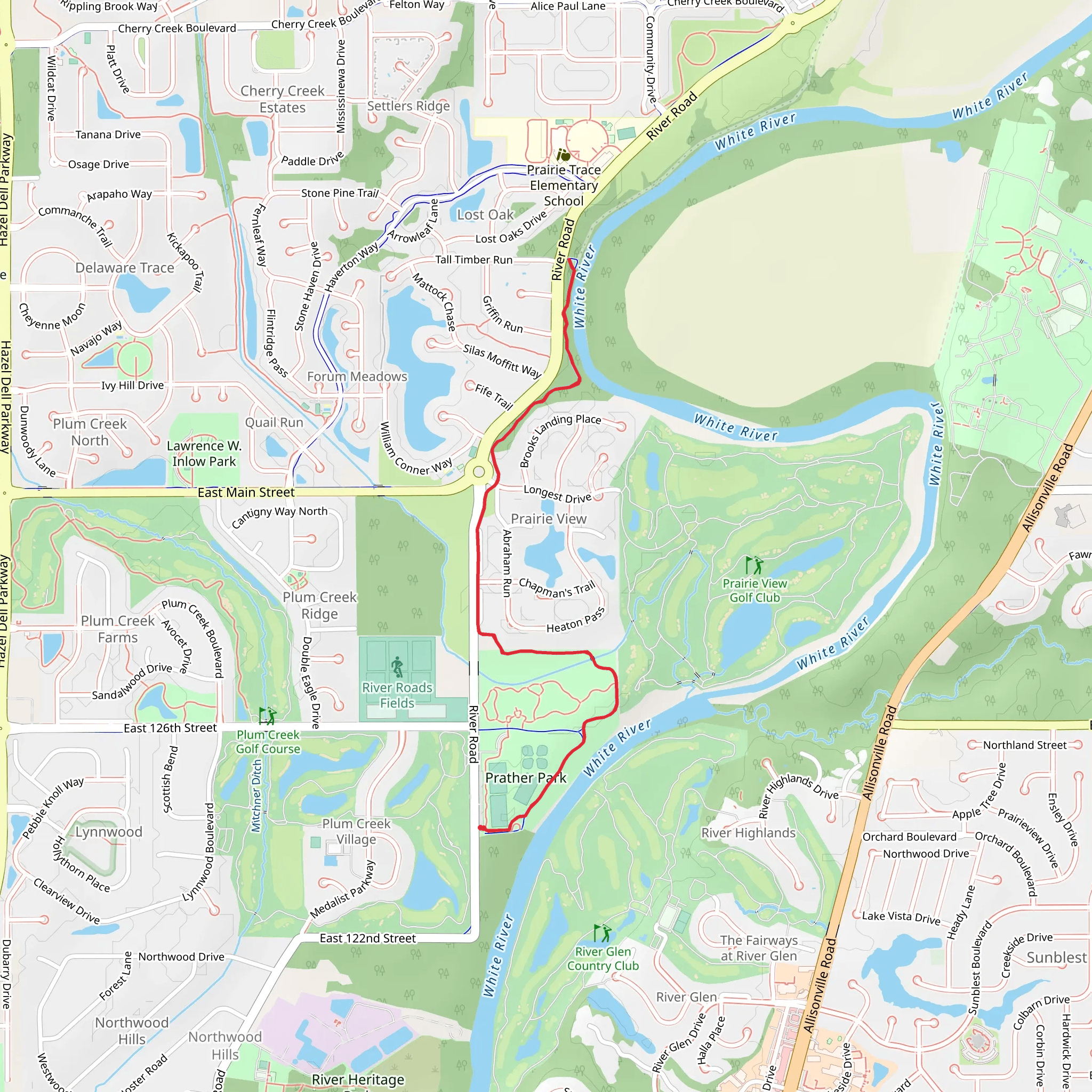 White River Greenway mobile static map