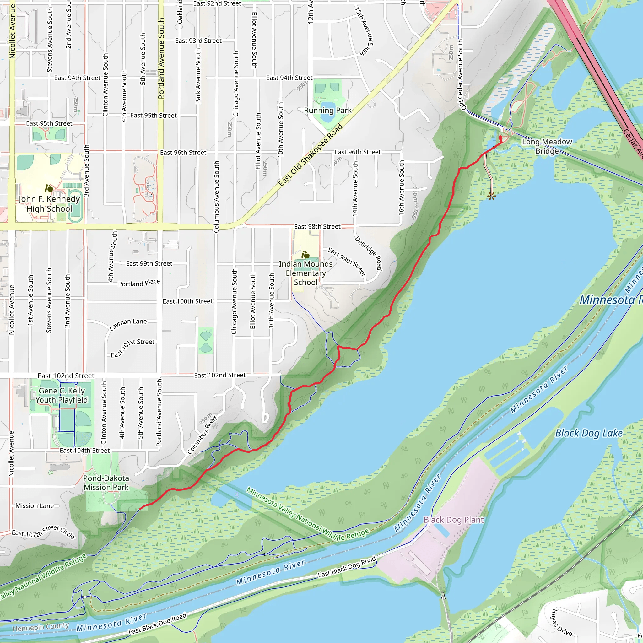 Old Cedar Avenue South - Bluff Trail mobile static map