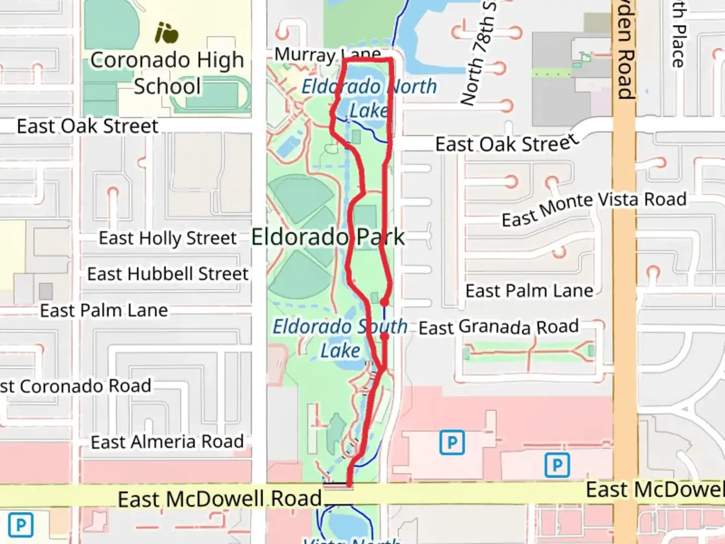 An image depicting the trail Eldorado Park Loop and its surrounding area.