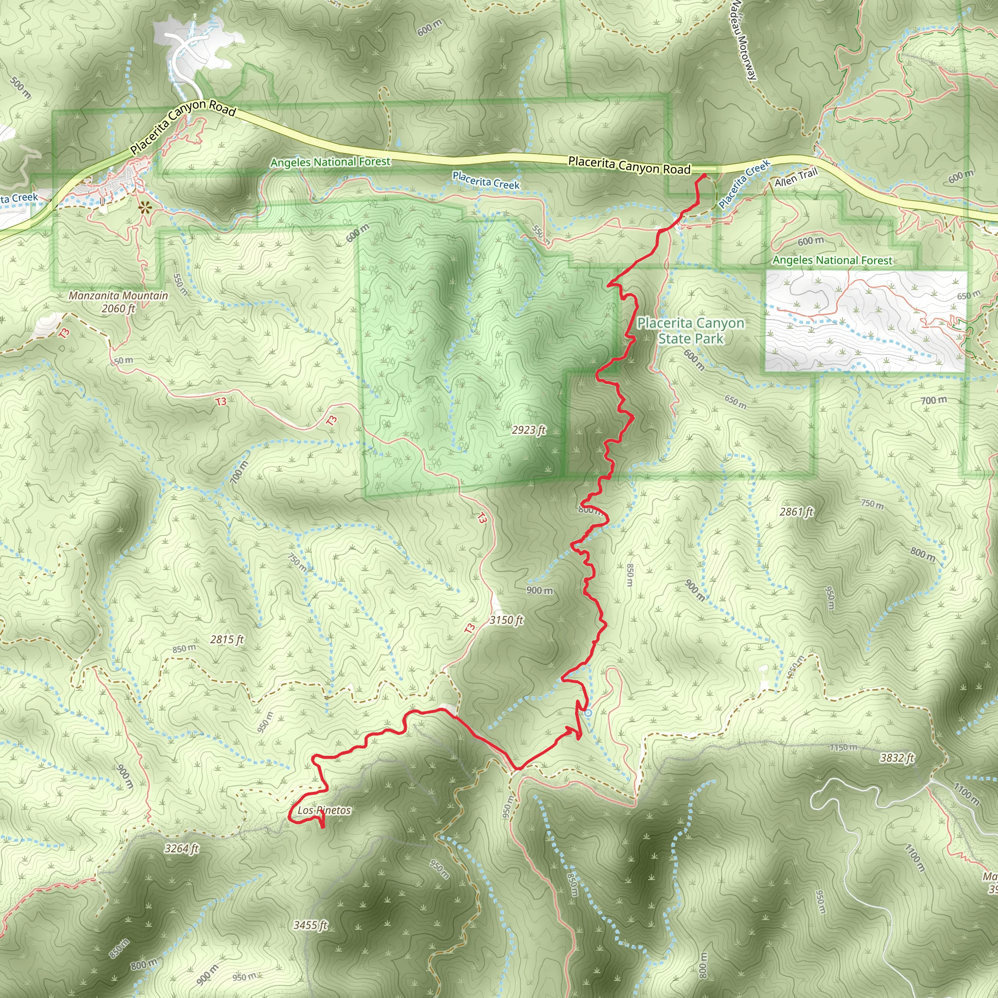 Los Pinetos and Wilson Canyon Saddle mobile static map