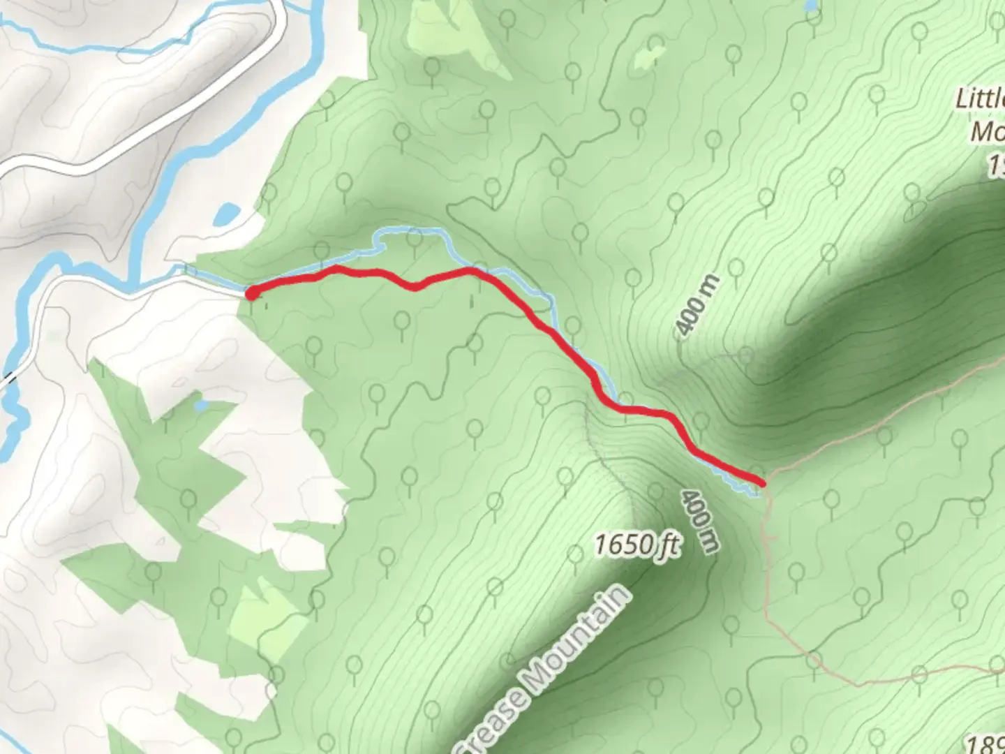 An image depicting the trail Veach Gap Trail and its surrounding area.