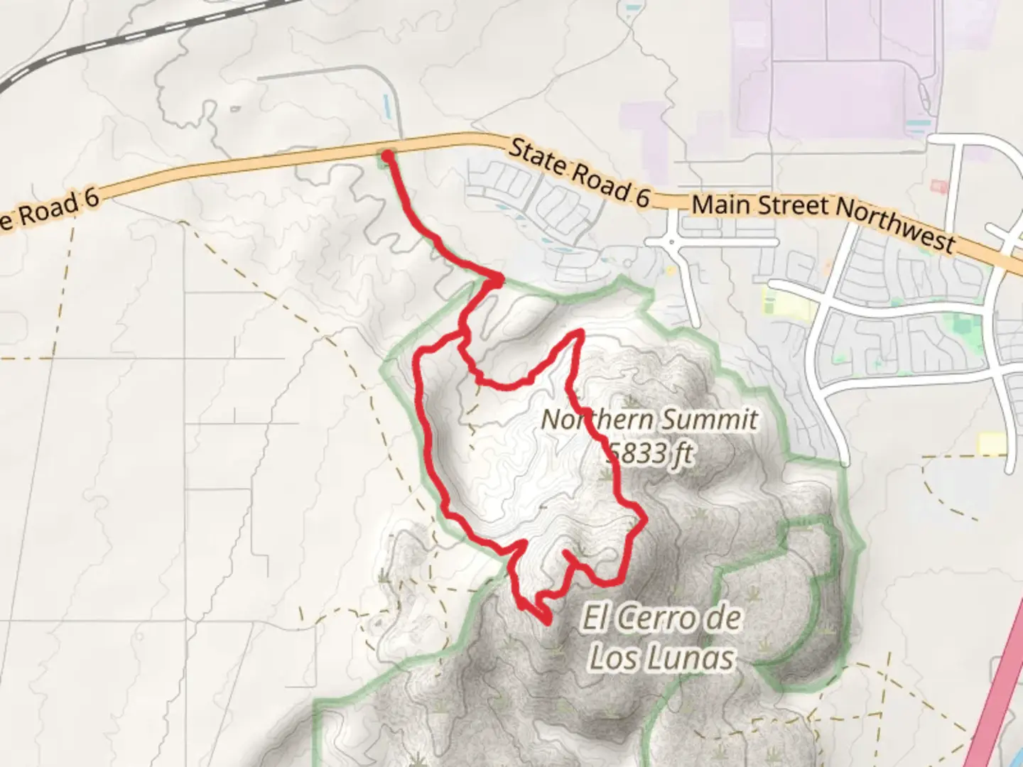 An image depicting the trail El Cerro de Los Lunas Loop and its surrounding area.