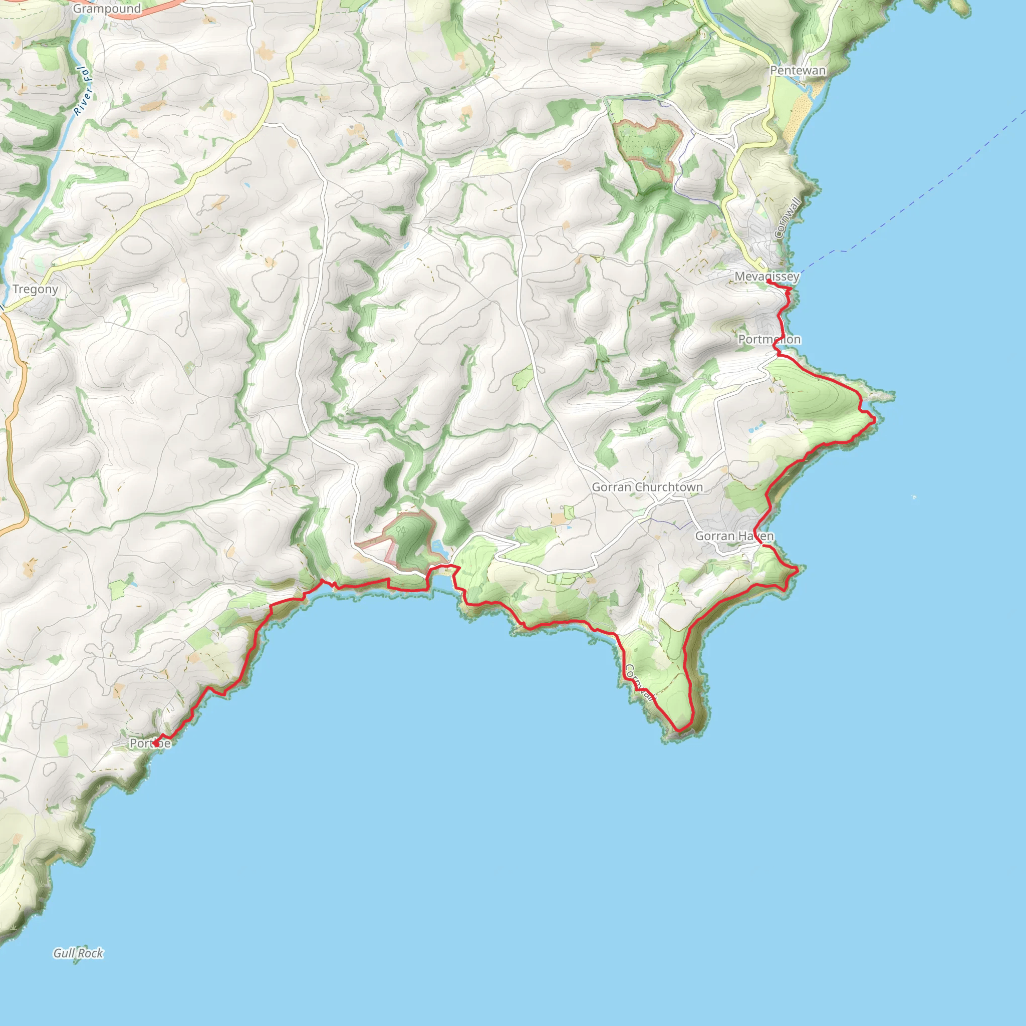 Portloe to Mevagissey Walk mobile static map