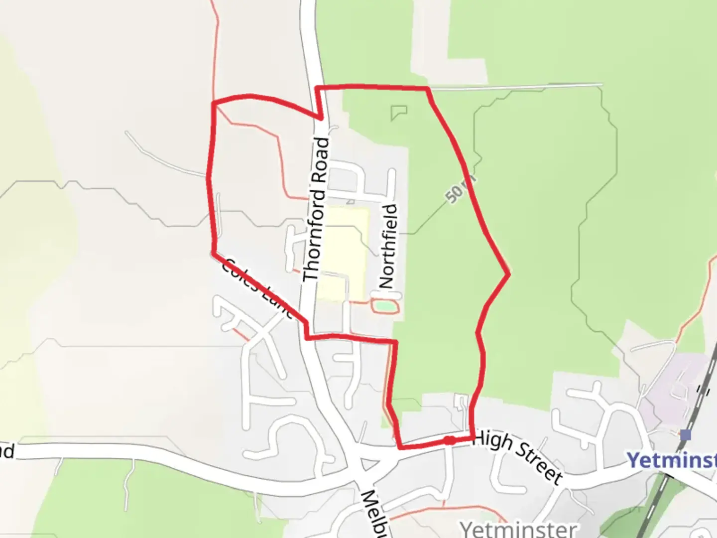 An image depicting the trail Thornford Road Loop - Yetminster and its surrounding area.