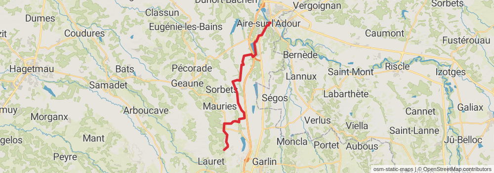 Camino Strasbourg-Saint Jean Pied de Port via Le Puy stage 76 Map