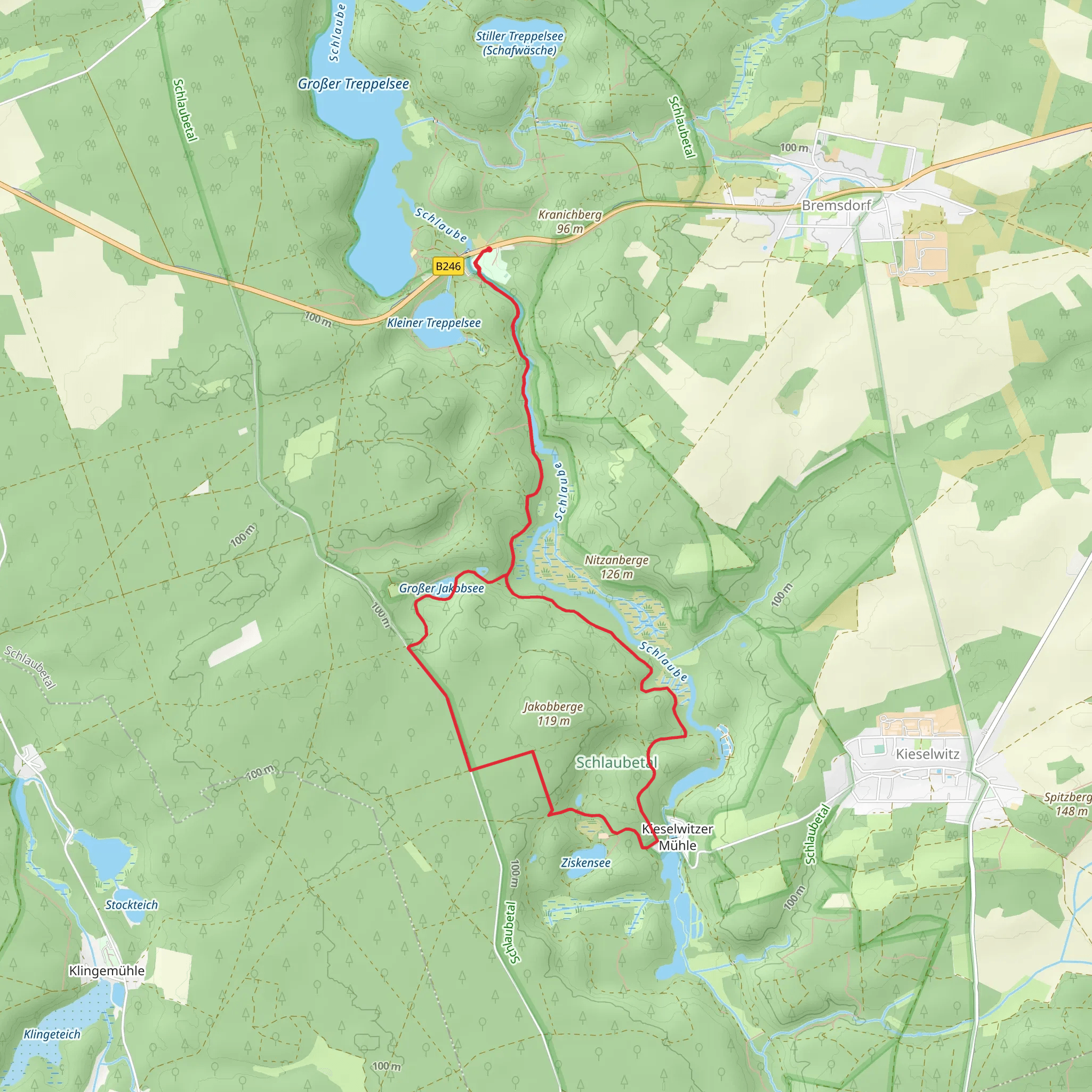 Großer Jakobsee via Schlaubetal Wanderweg mobile static map