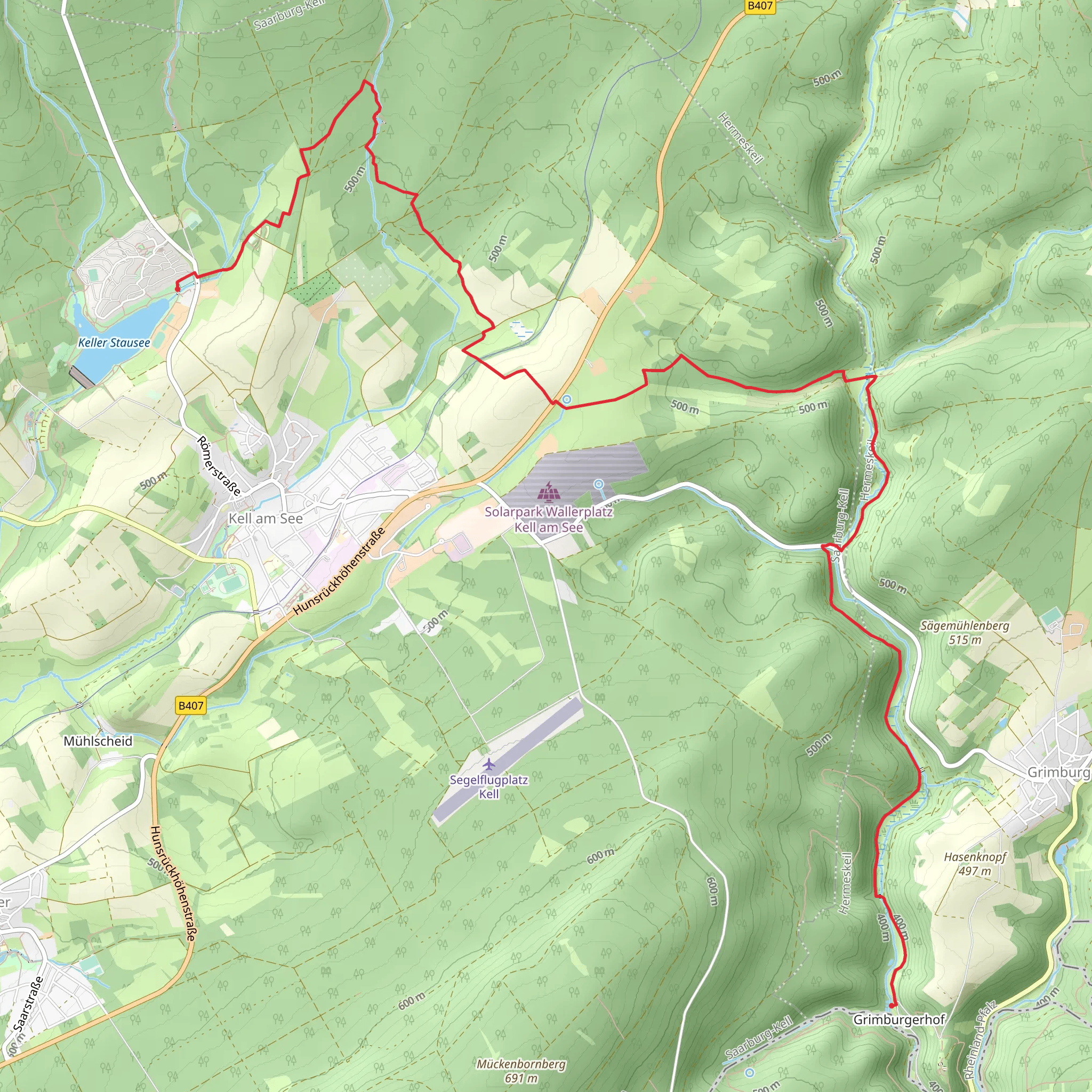 Grimburger Hof to Keller Stausee mobile static map