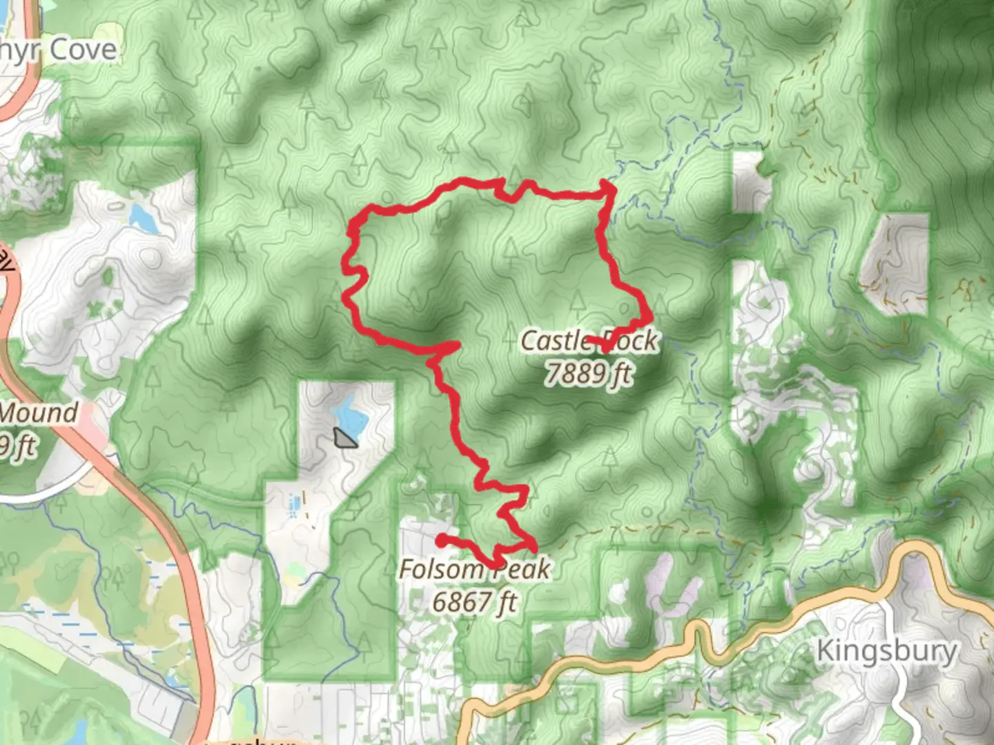 An image depicting the trail Castle Rock via Kingsbury Stinger Trail and its surrounding area.