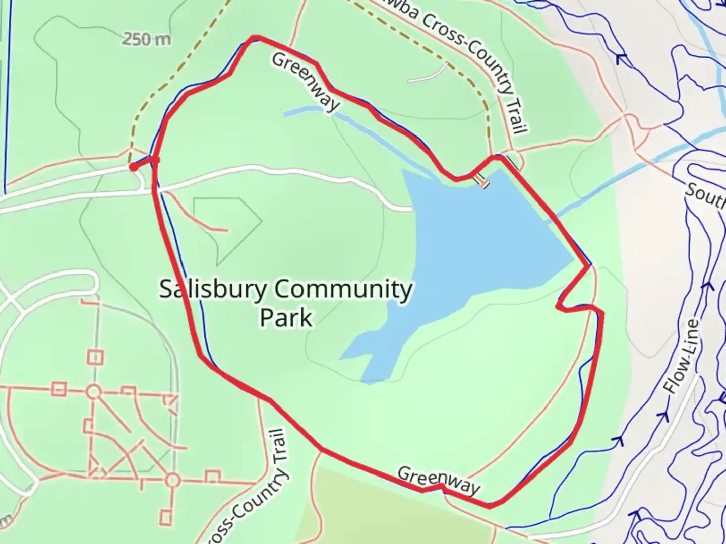 An image depicting the trail Salisbury Community Park Lake Loop and its surrounding area.