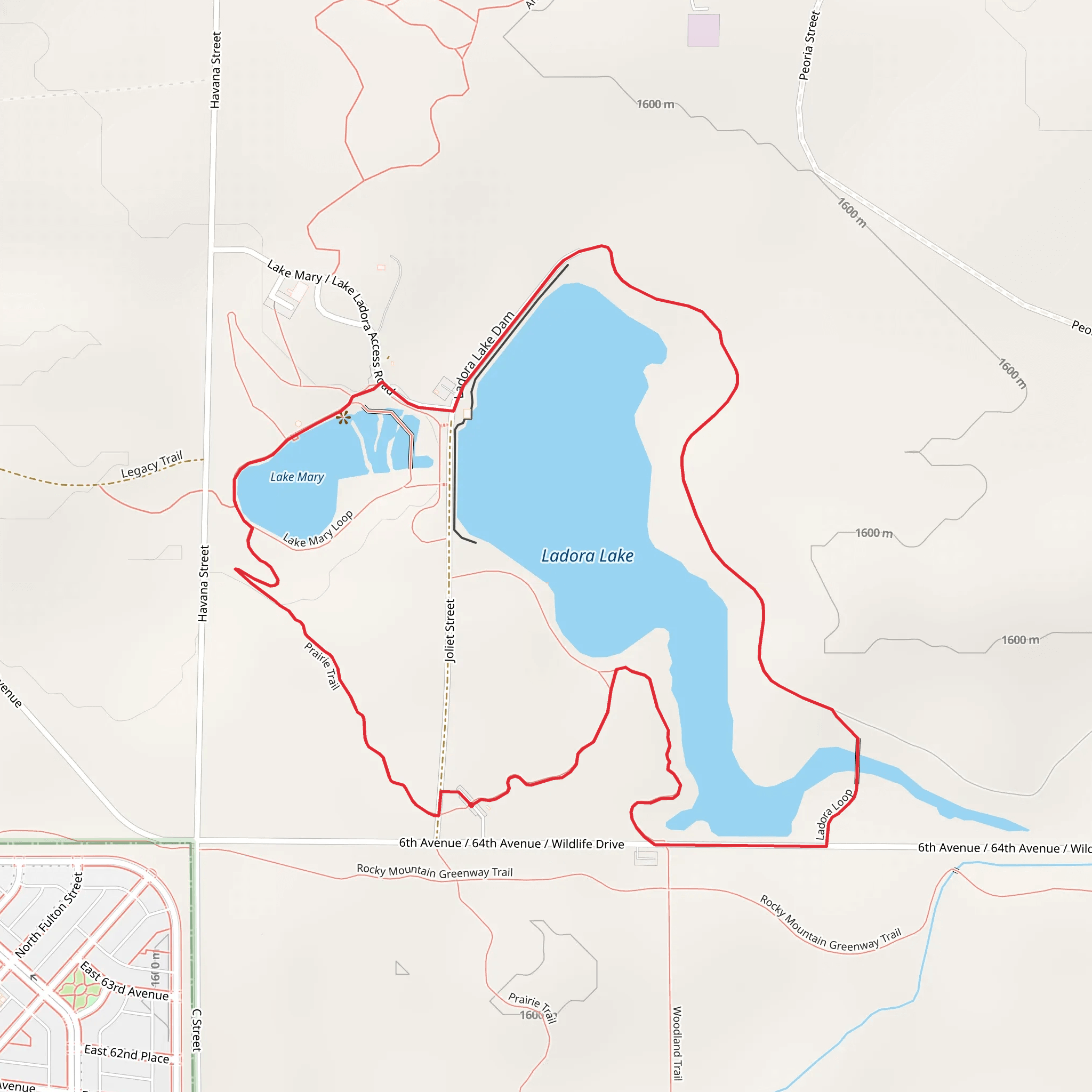 Ladora Lake and Lake Mary Loop mobile static map