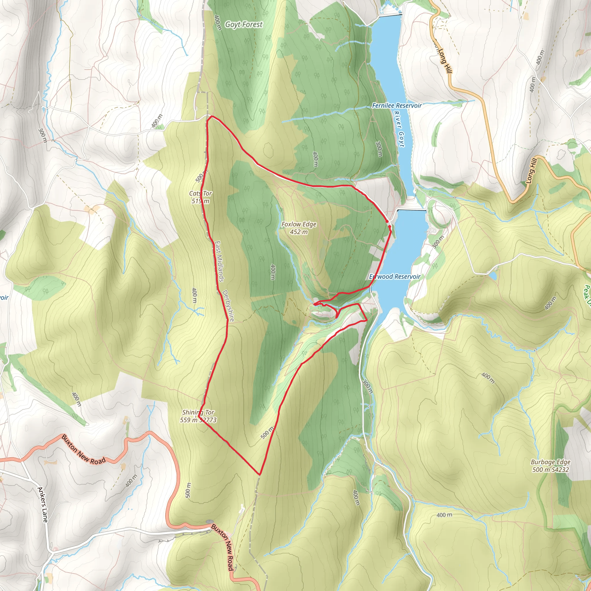 Cats Tor, The Tors and Shinning Tor Loop mobile static map