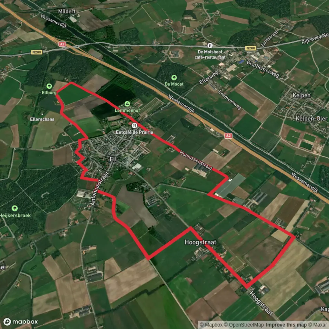 An image depicting the trail Lemmenhof and Hoogstraat Loop and its surrounding area.
