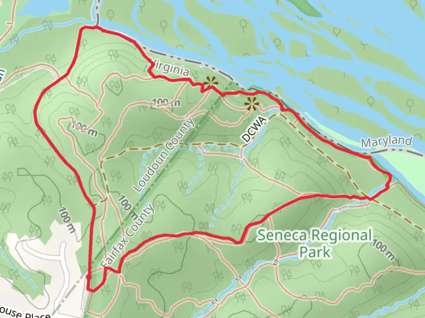 An image depicting the trail Yellow Trail to West Gravel Road Loop and its surrounding area.