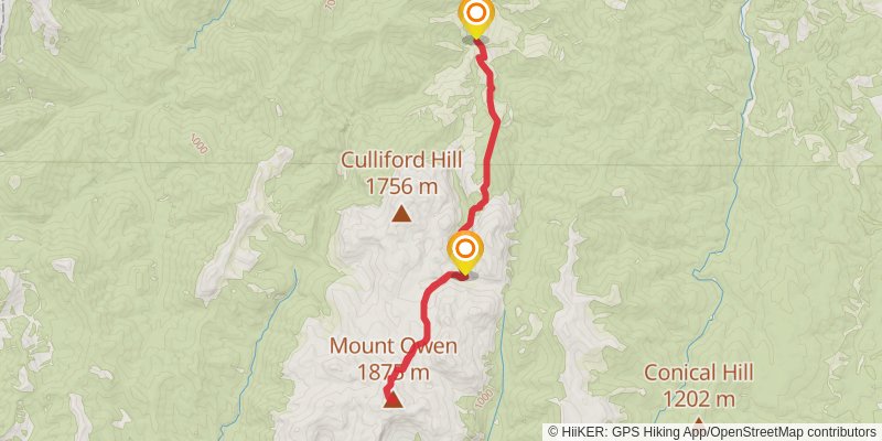 Mt Owen Summit via Granity Pass Hut stage 2 Map